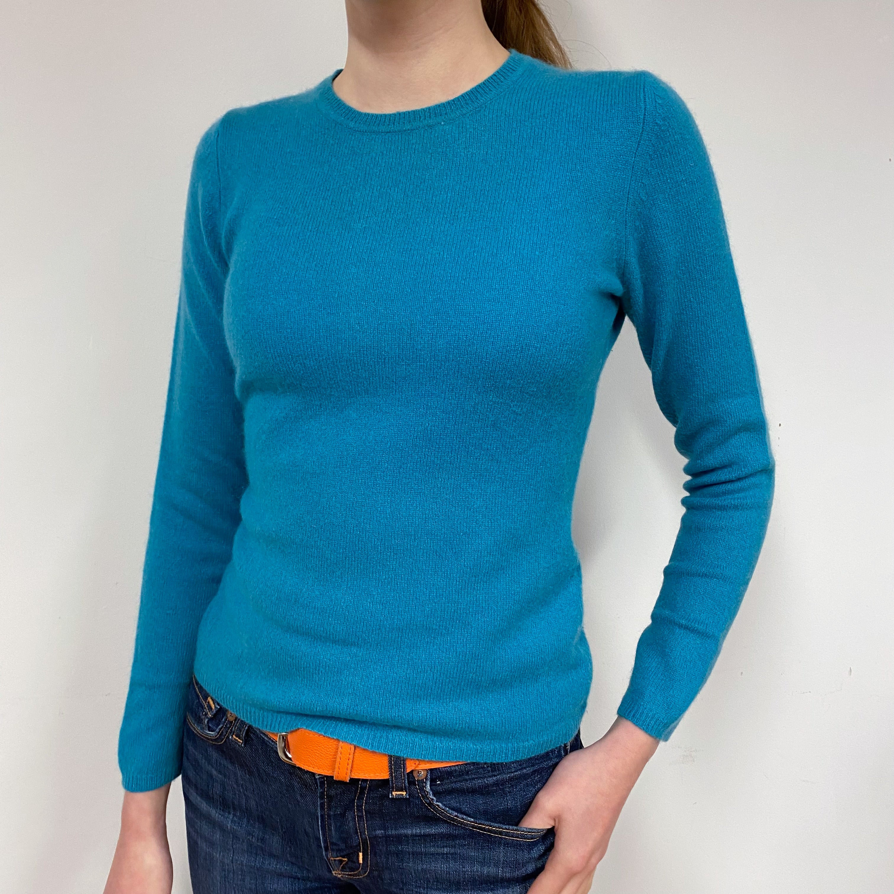 Turquoise Green Cashmere Crew Neck Jumper Extra Small