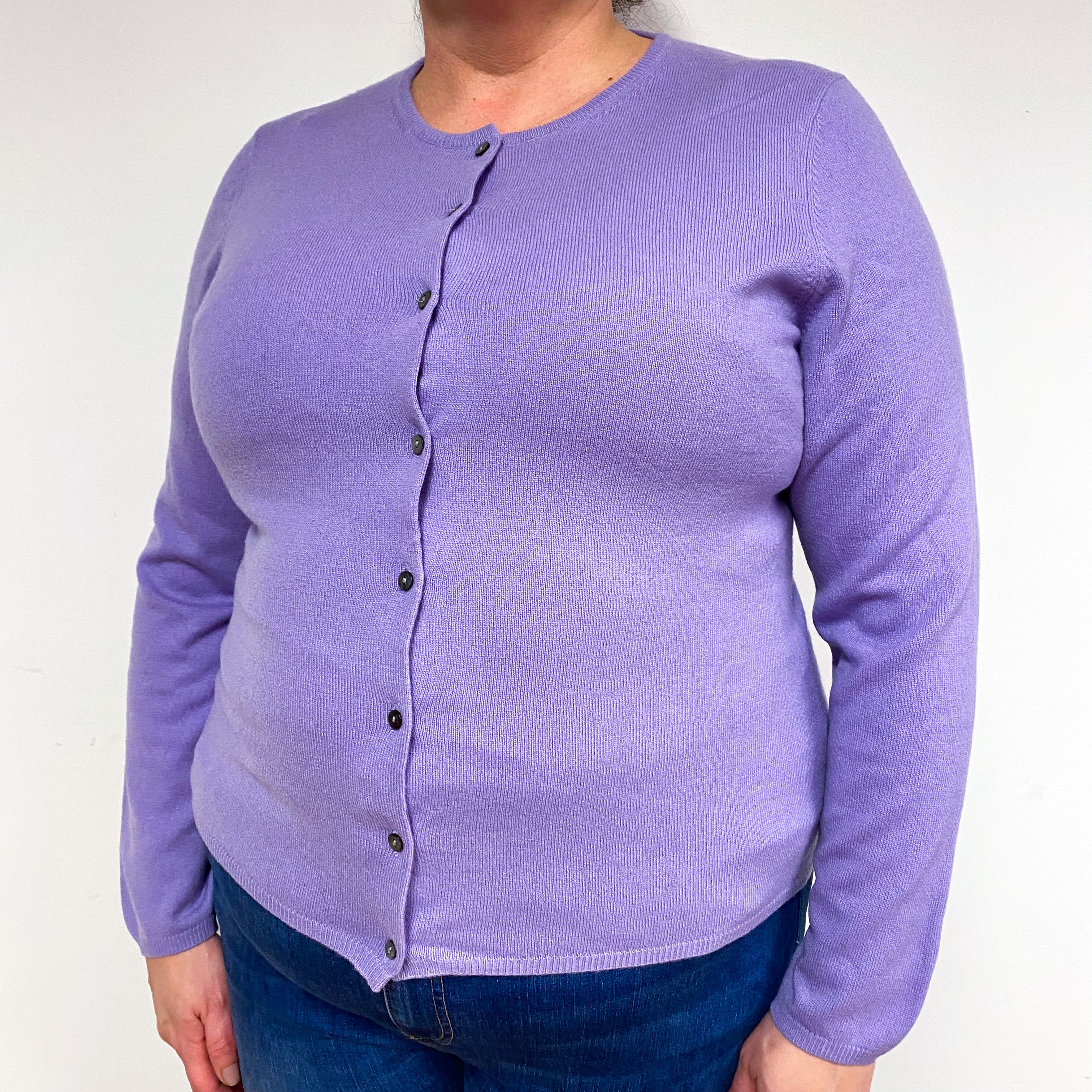 Periwinkle Purple Cashmere Cardigan Extra Large