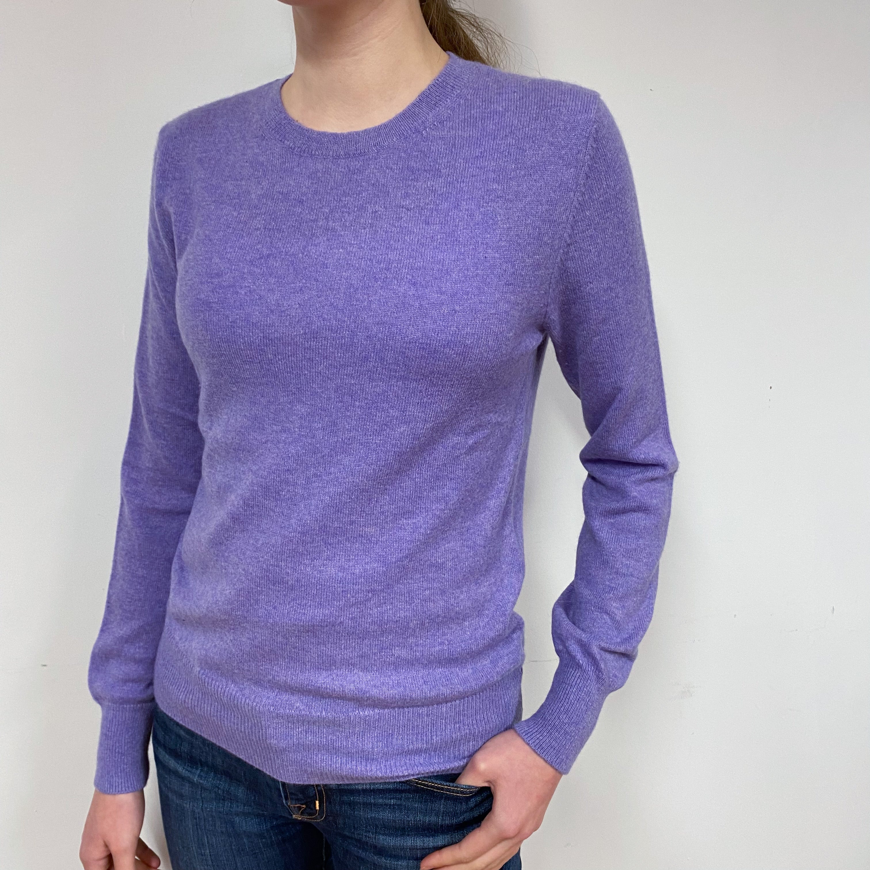 Wisteria Purple Cashmere Crew Neck Jumper Extra Small