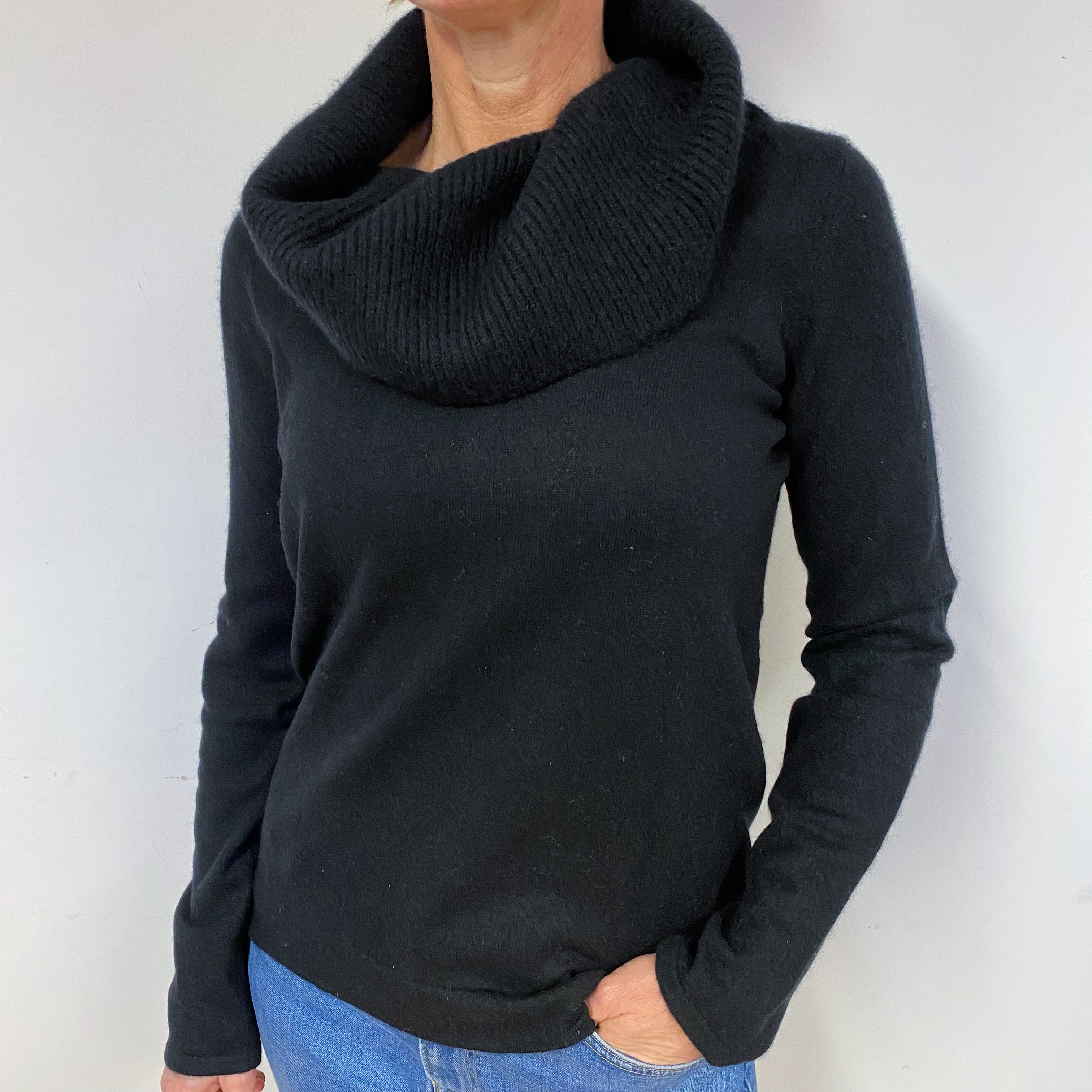 Black Cashmere Cowl Neck Jumper Medium