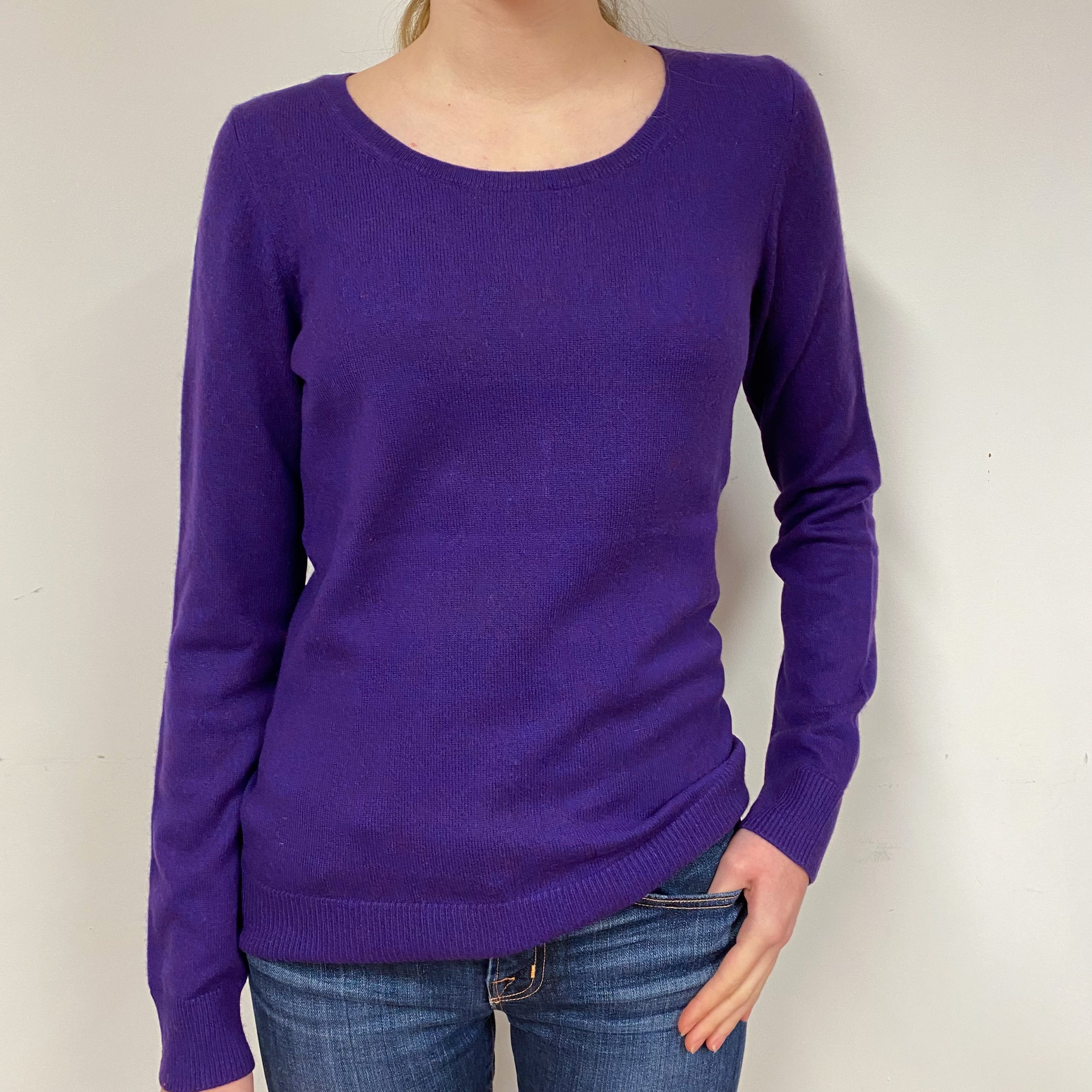 Iris Purple Cashmere Crew Neck Jumper Extra Small