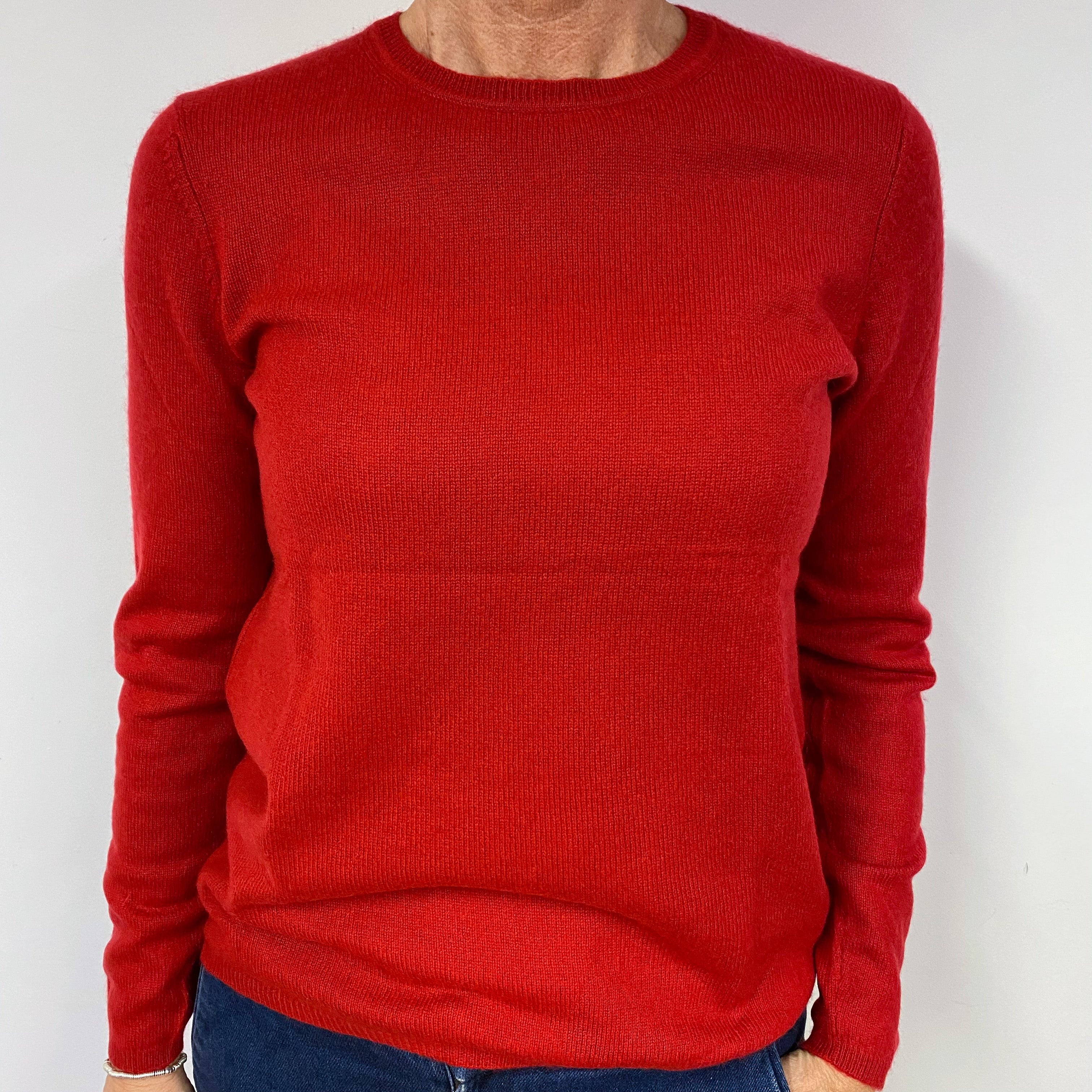 Post Box Red Cashmere Crew Neck Jumper Medium