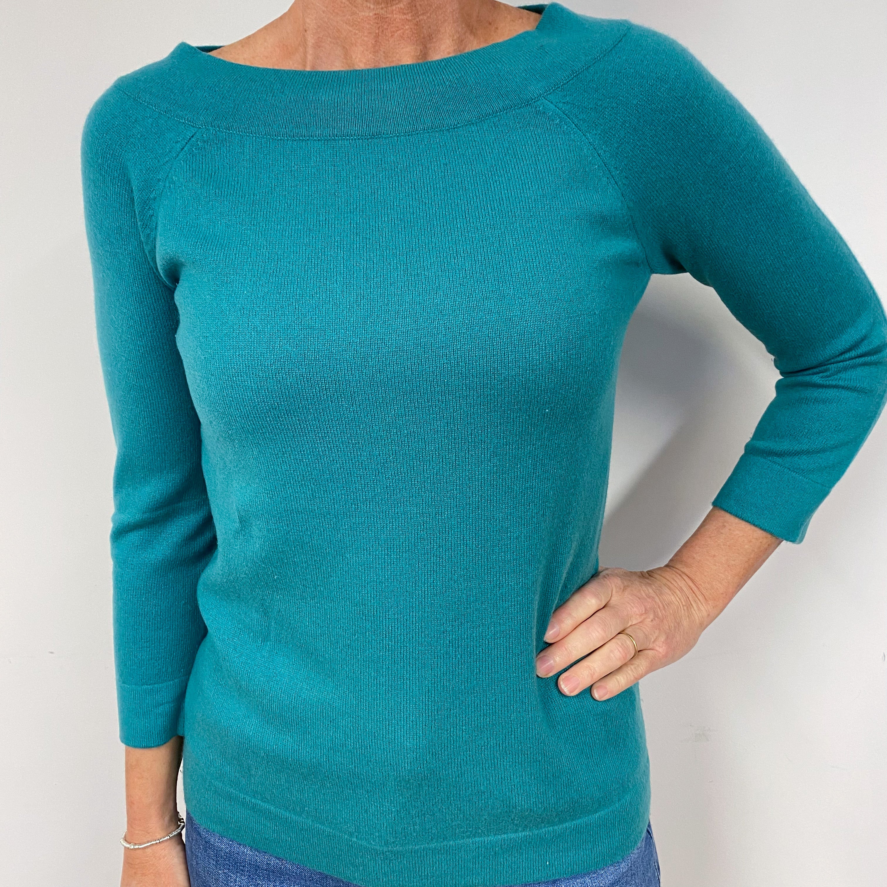 Emerald Green Cashmere Boat Neck Jumper