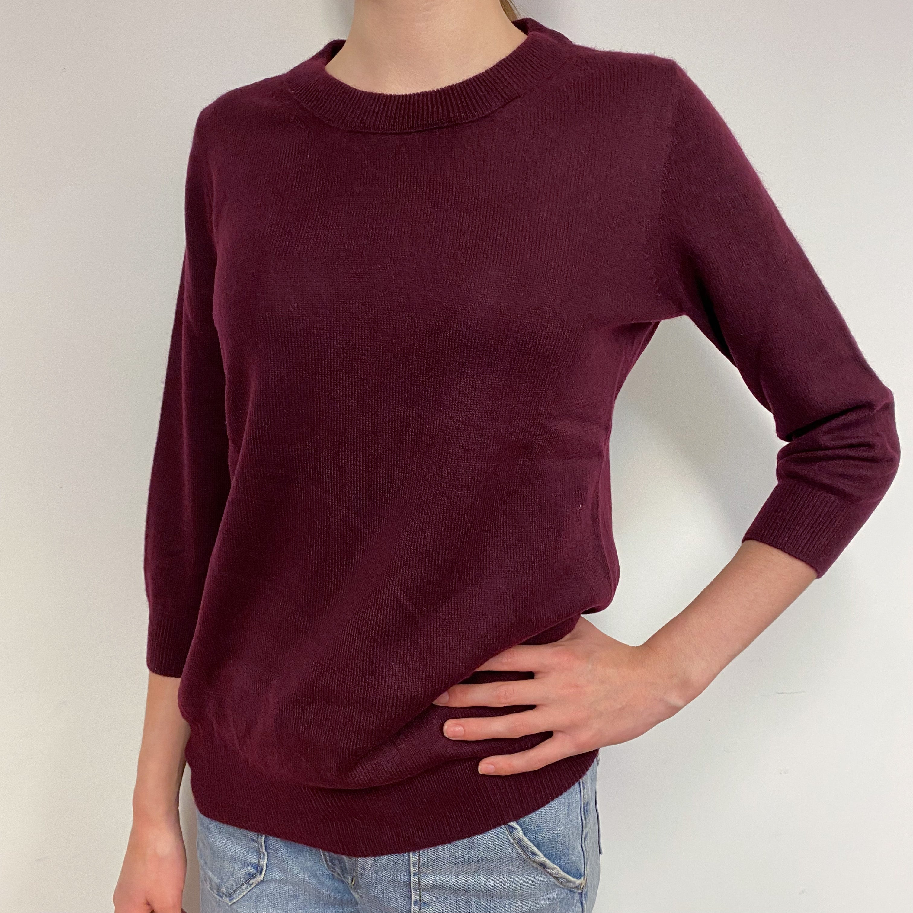 Mulberry Purple Cashmere Crew Neck Jumper