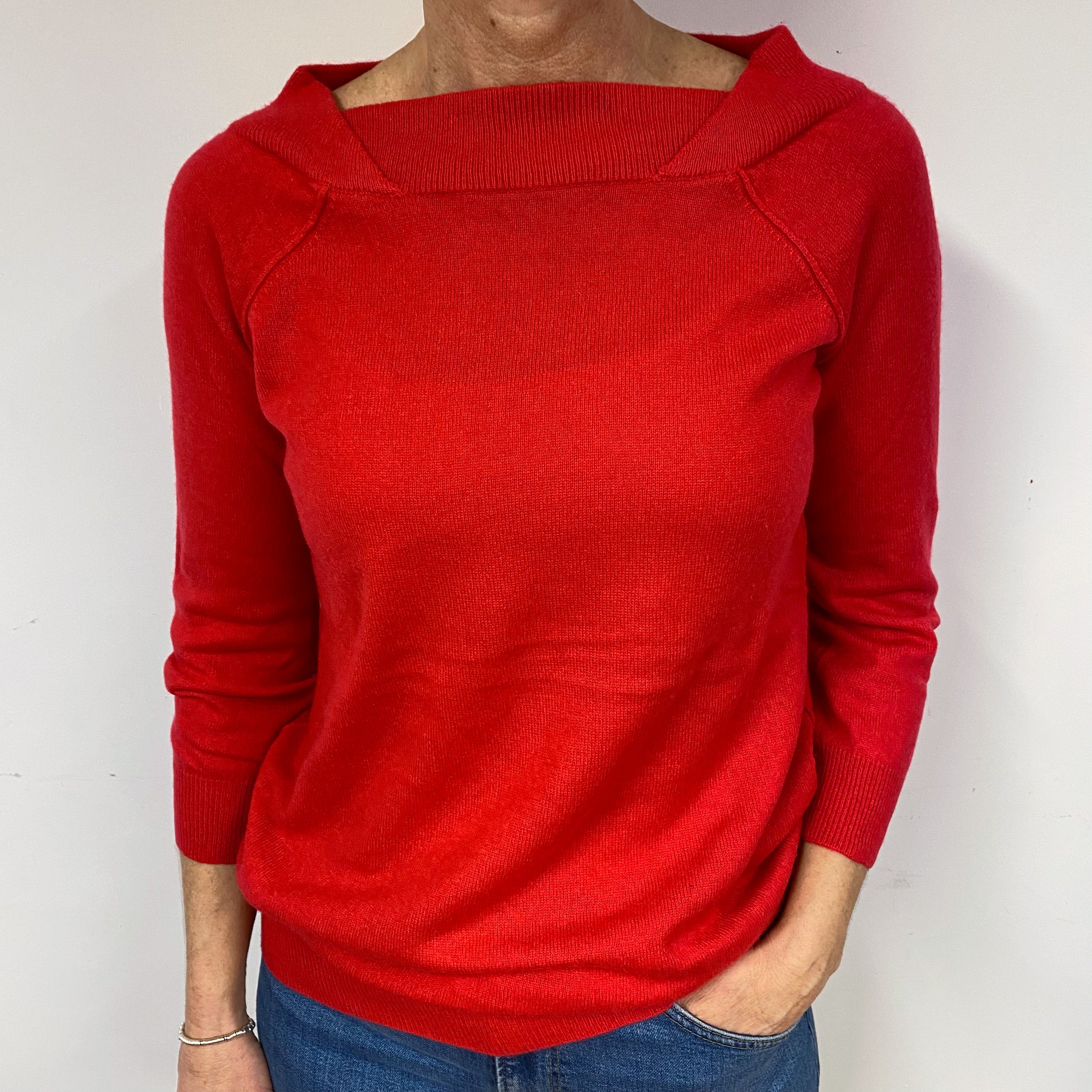 Spanish Red Cashmere Crew Neck Jumper Medium