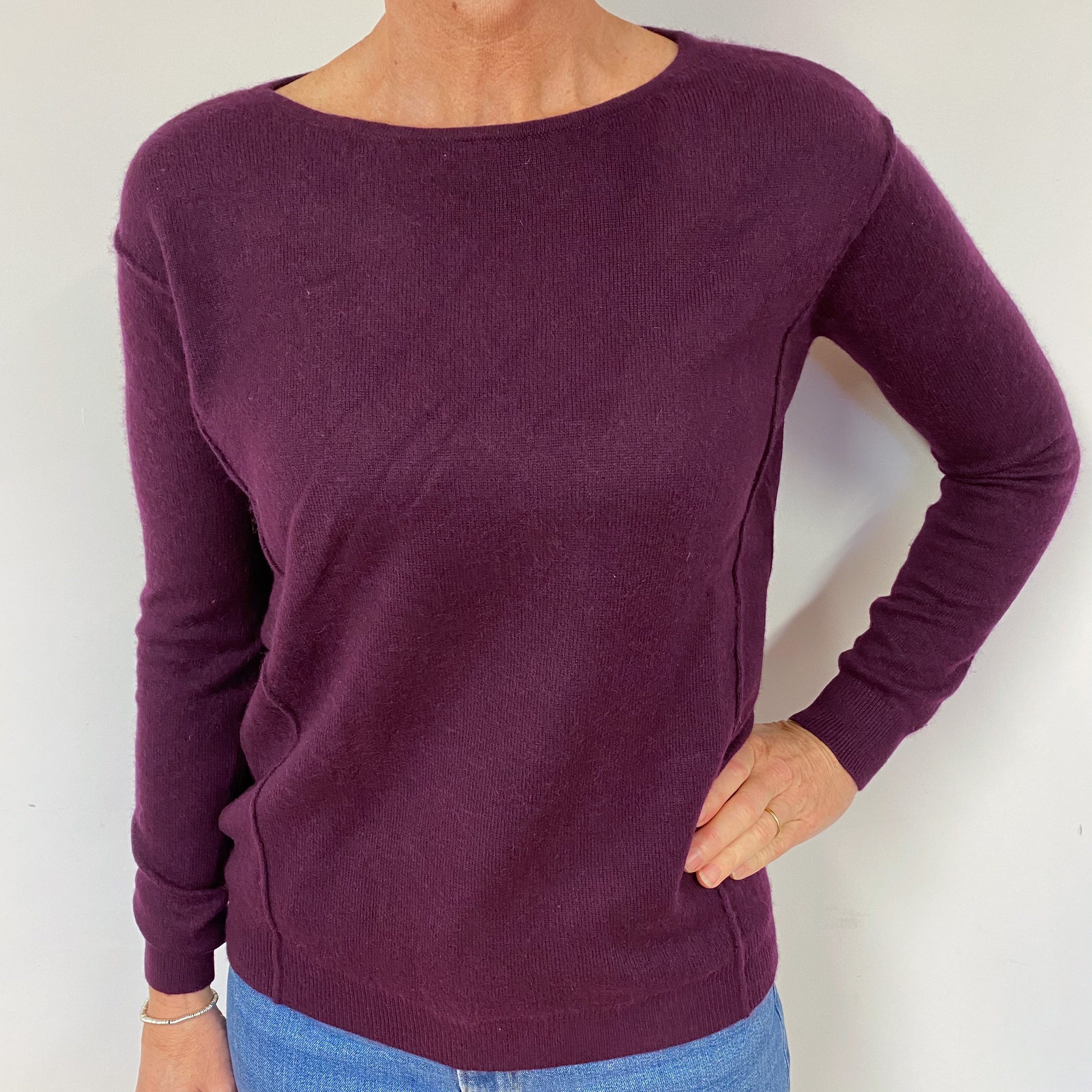 Mulberry Purple Cashmere Crew Neck Jumper