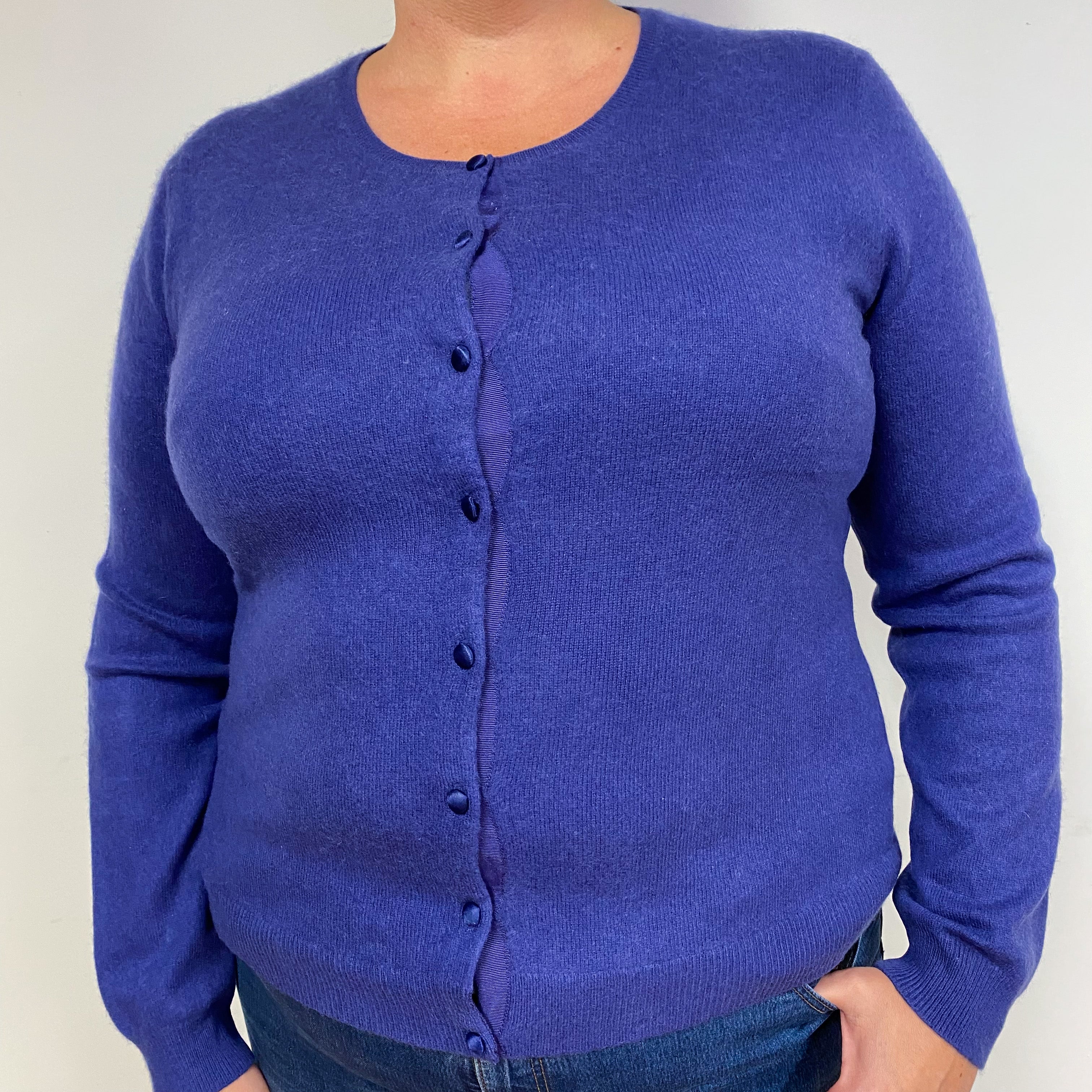 Pansy Purple Cashmere Crew Neck Cardigan