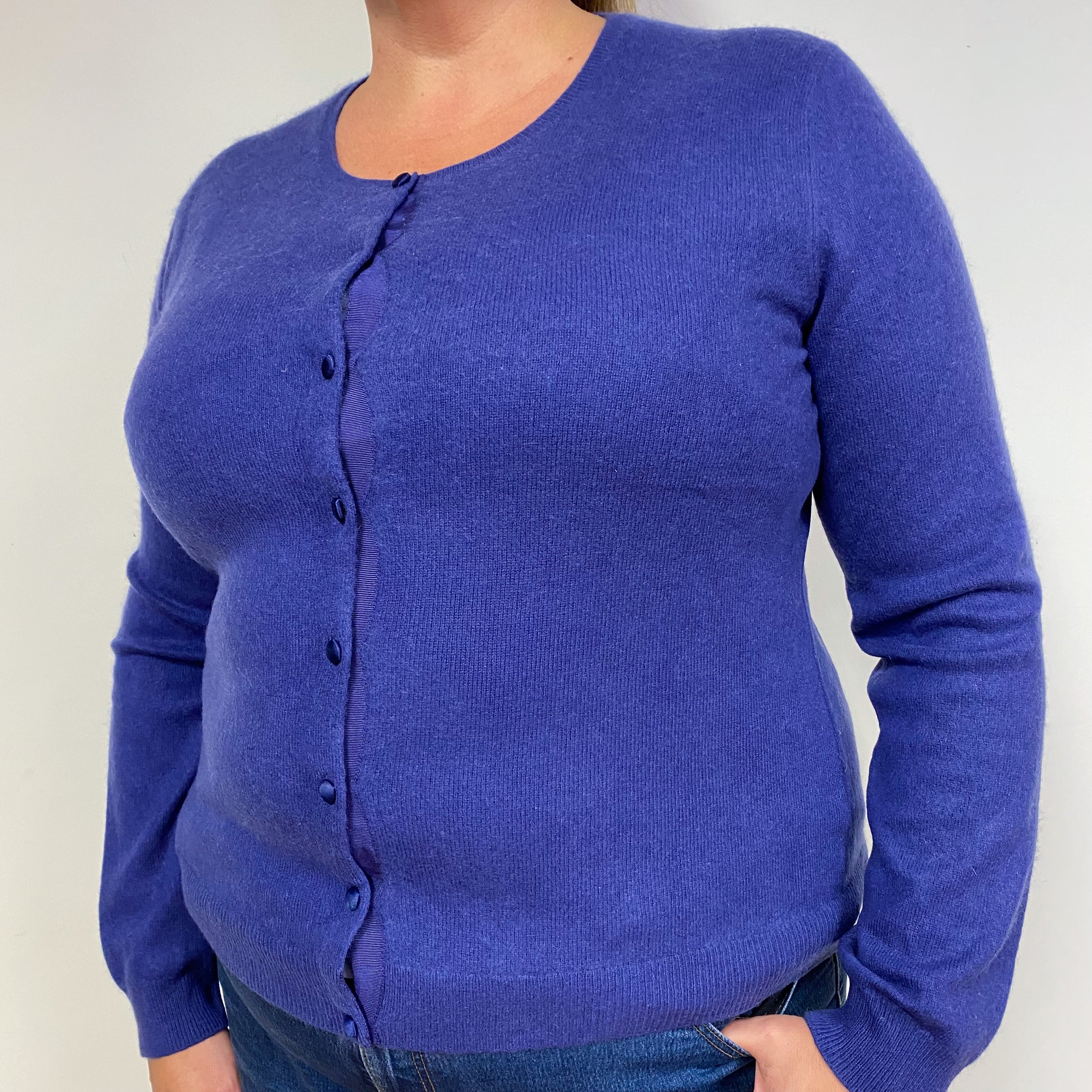 Pansy Purple Cashmere Crew Neck Cardigan