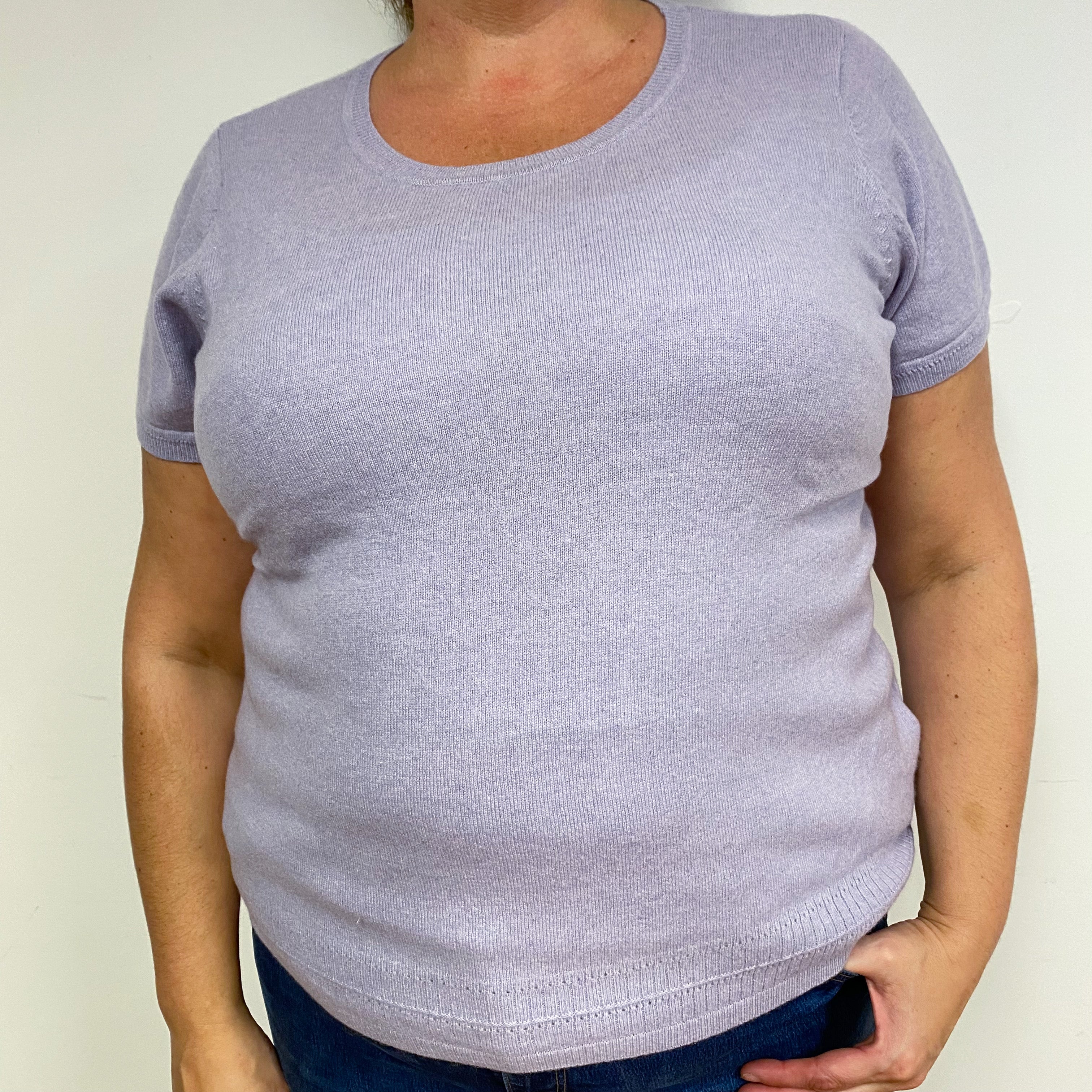 Pale Purple Cashmere Short Sleeved Jumper Extra Large