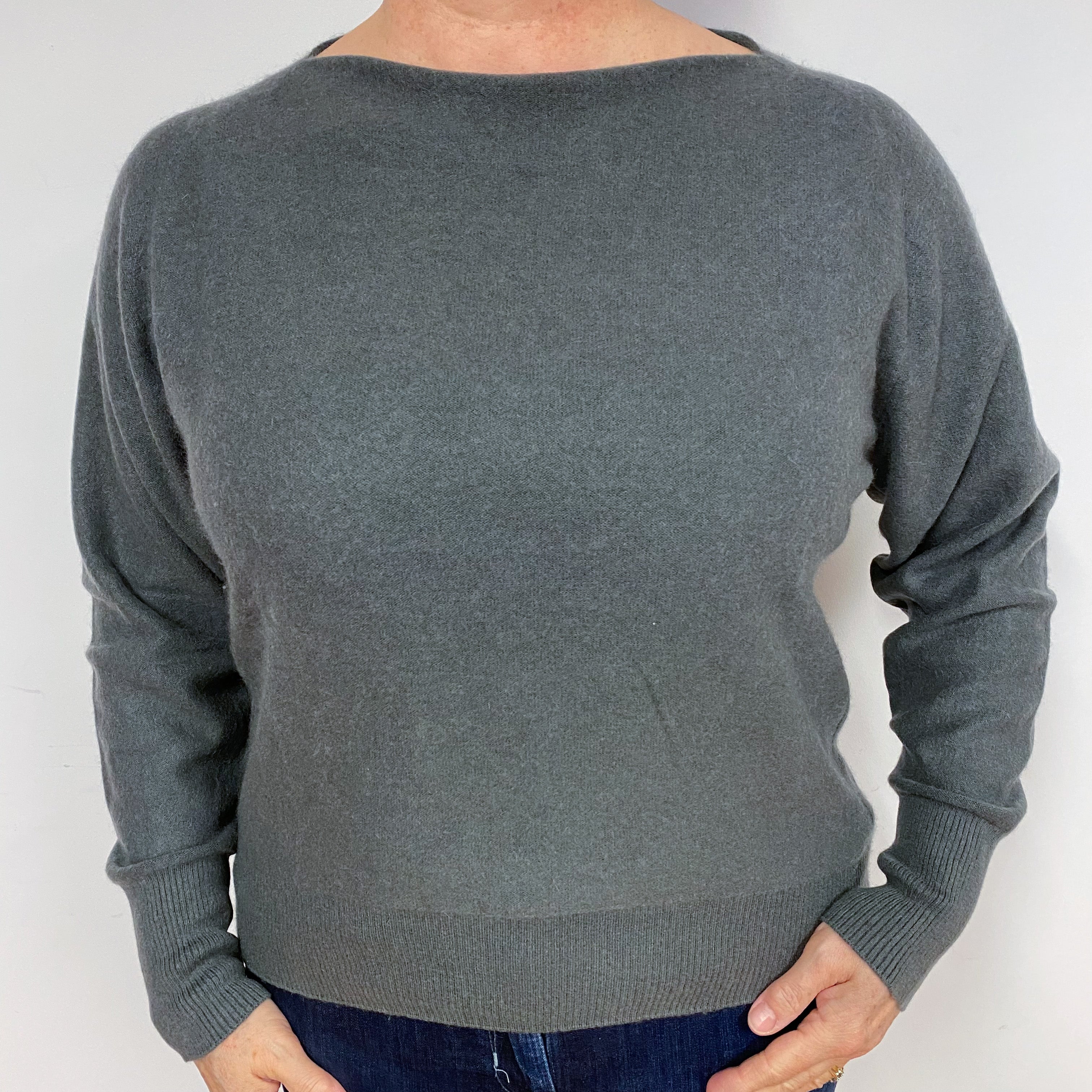 Vince Slate Grey Cashmere Boat Neck Jumper Large