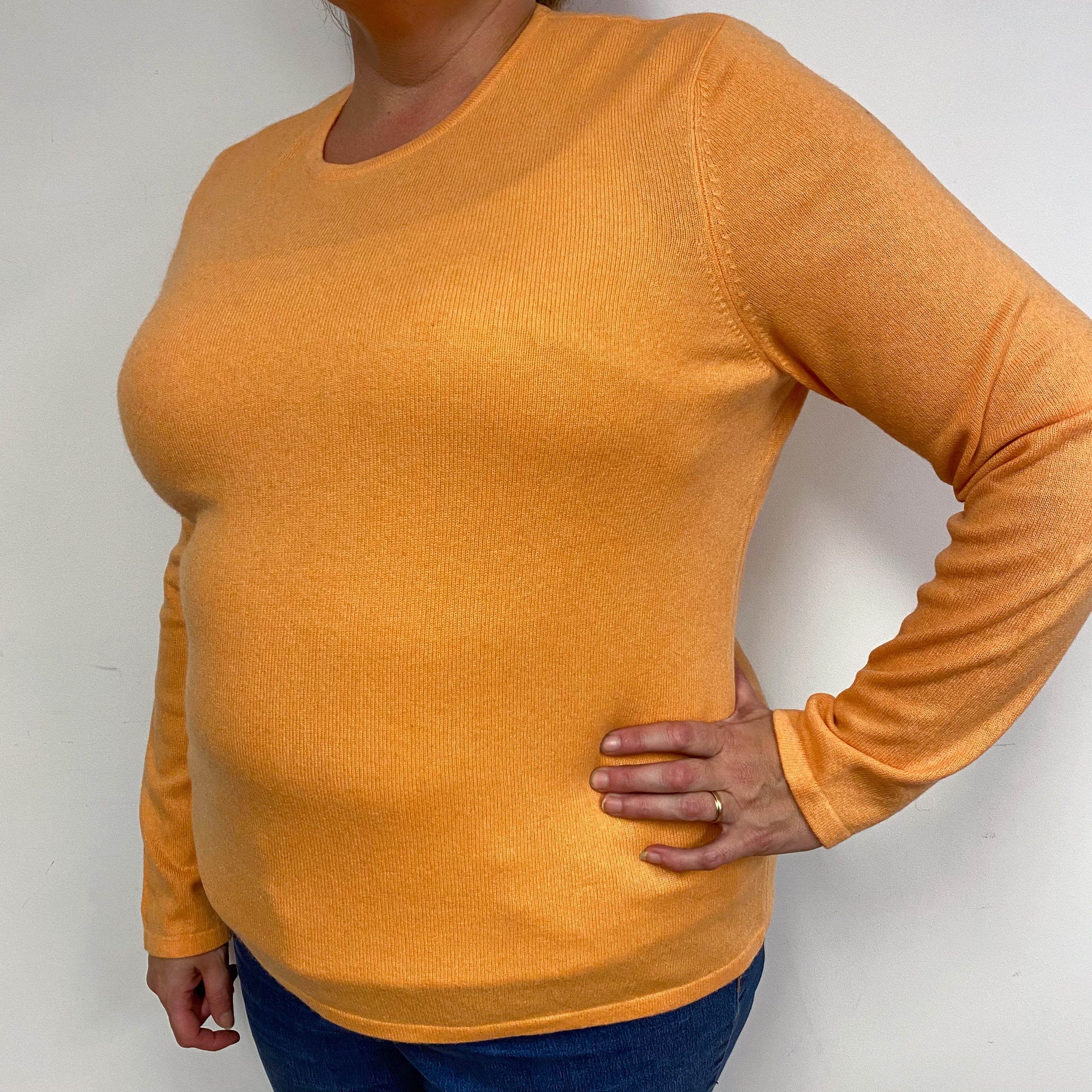 Marigold Orange Cashmere Crew Neck Jumper Extra Large