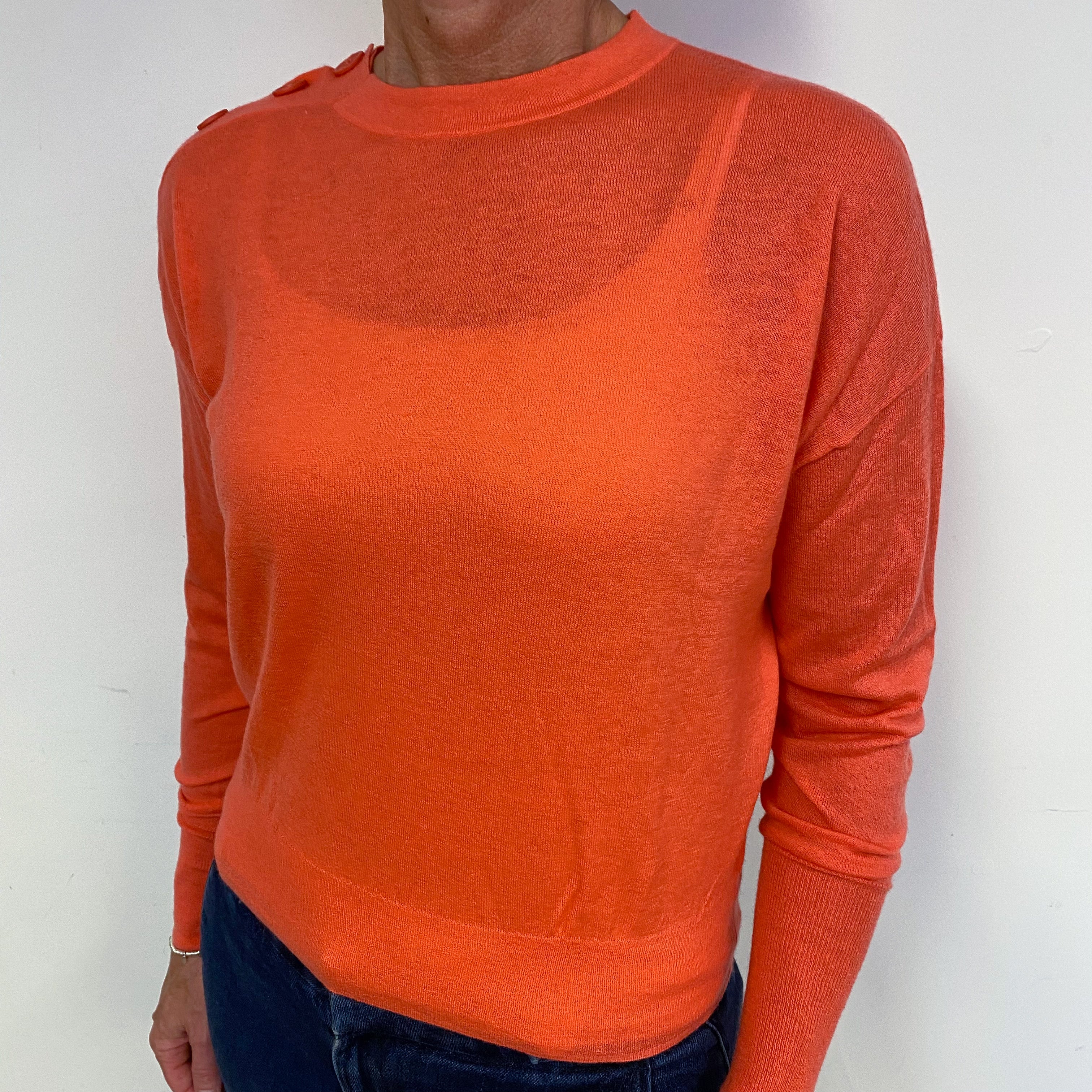 Flamingo Orange Cashmere Crew Neck Jumper