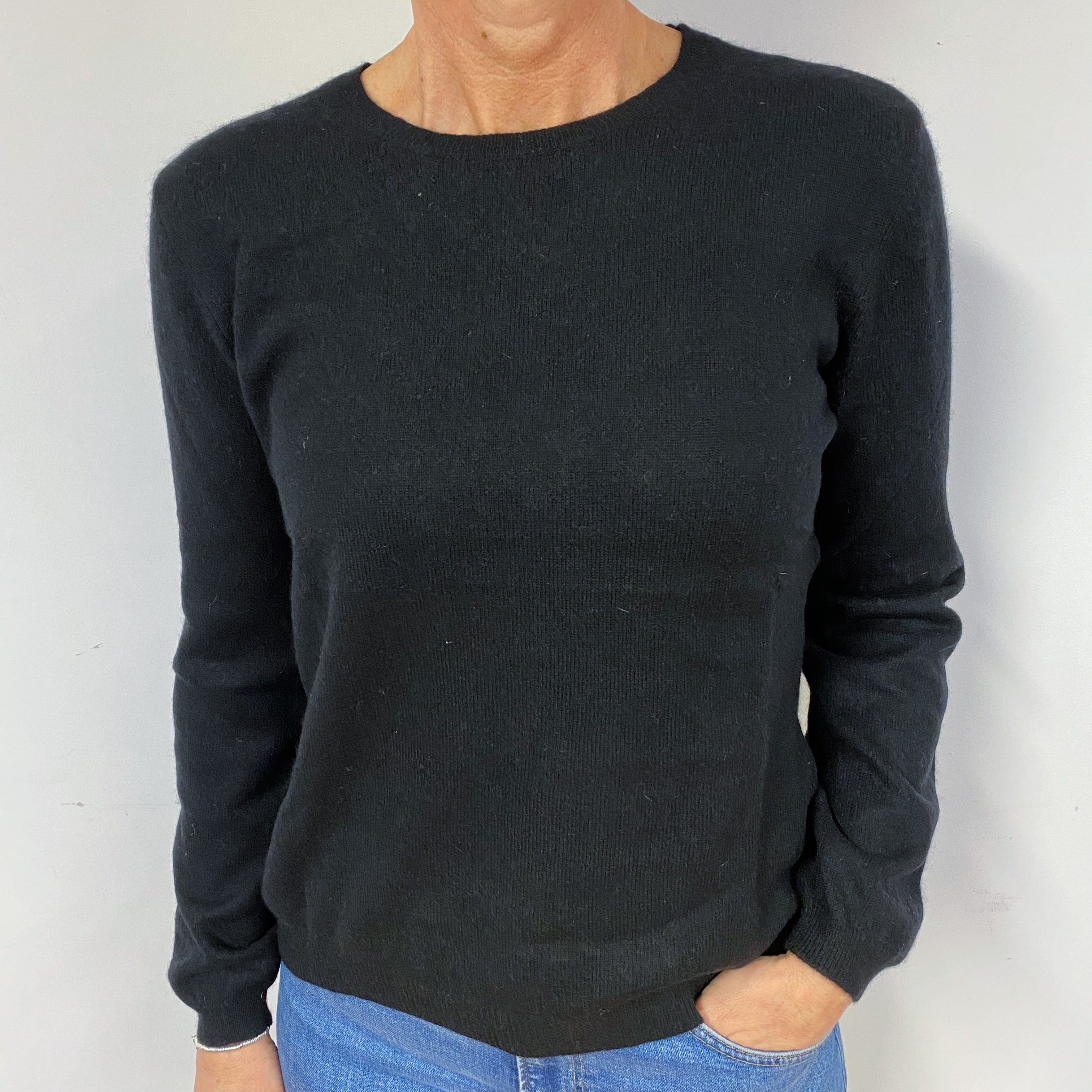 Black Cashmere Crew Neck Jumper Medium