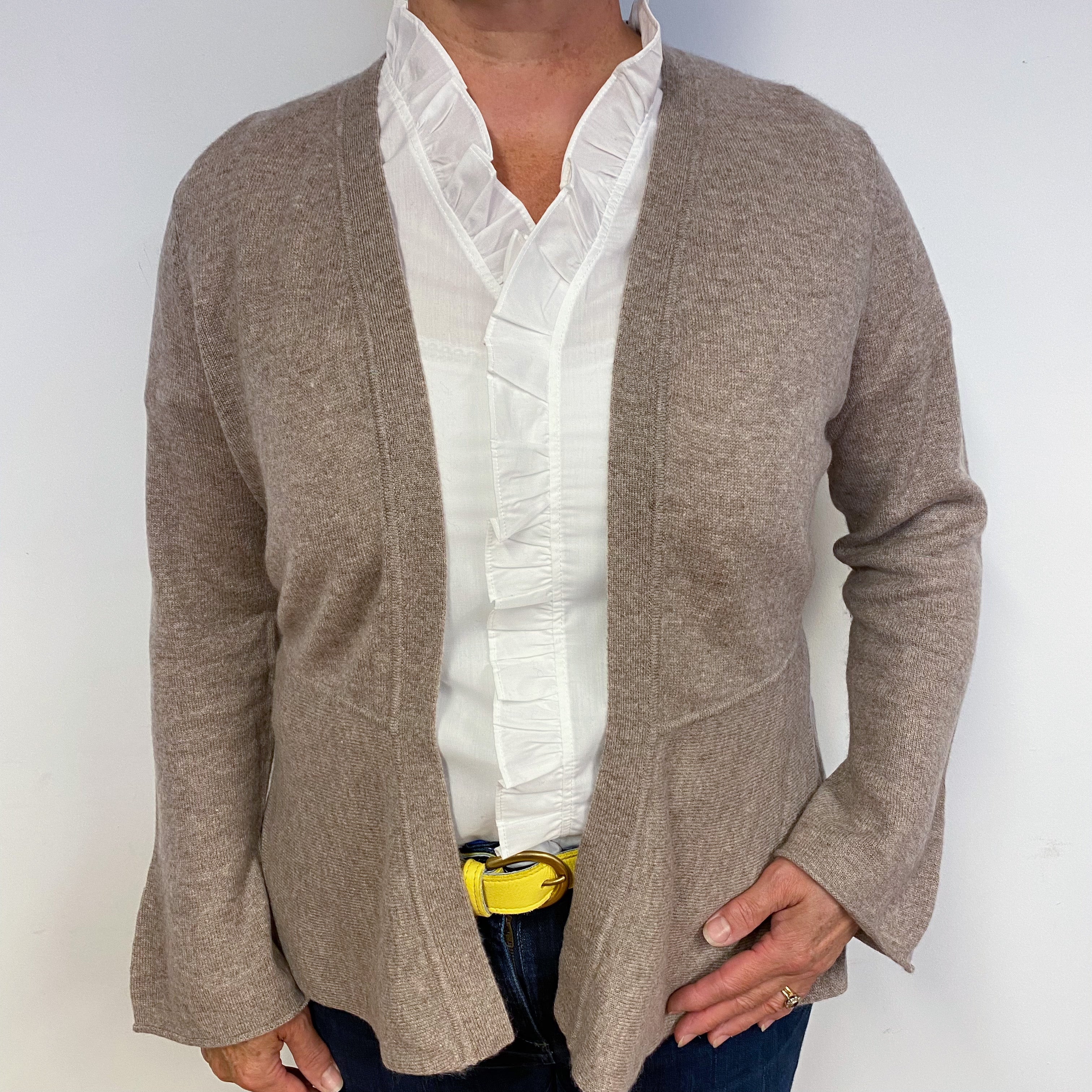 Fudge Brown Cashmere Edge to Edge Cardigan