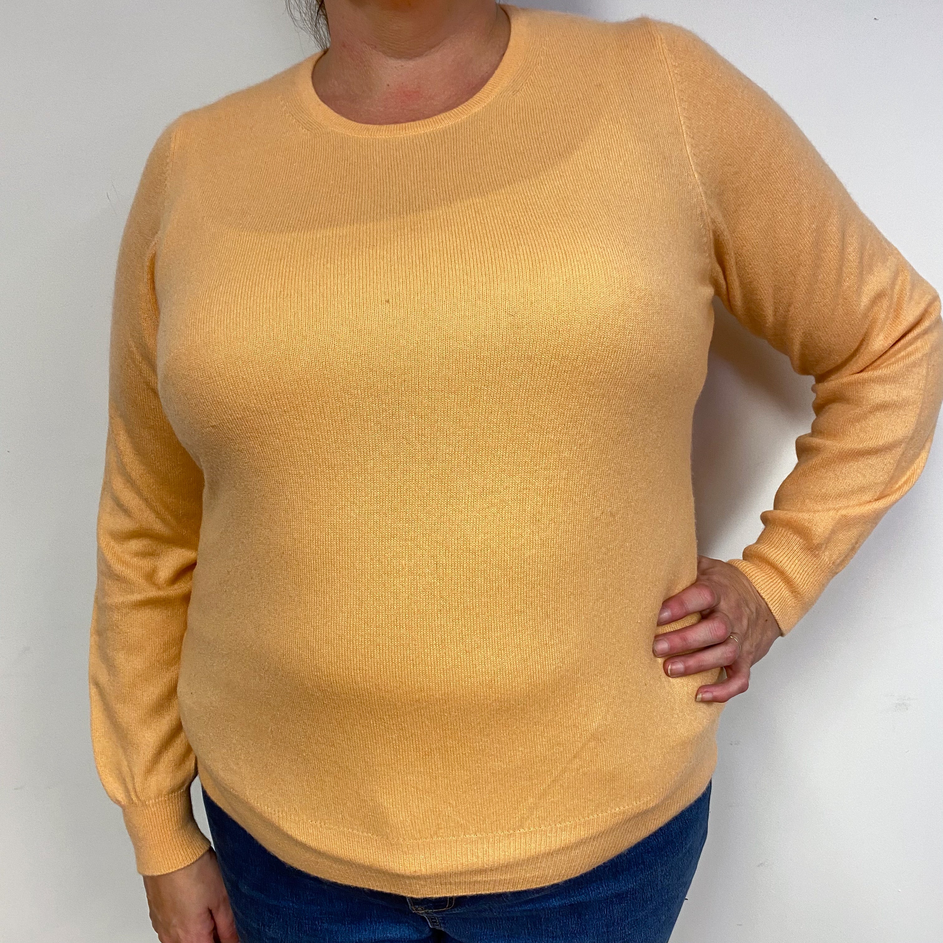 Peach Orange Cashmere Crew Neck Jumper Extra Large