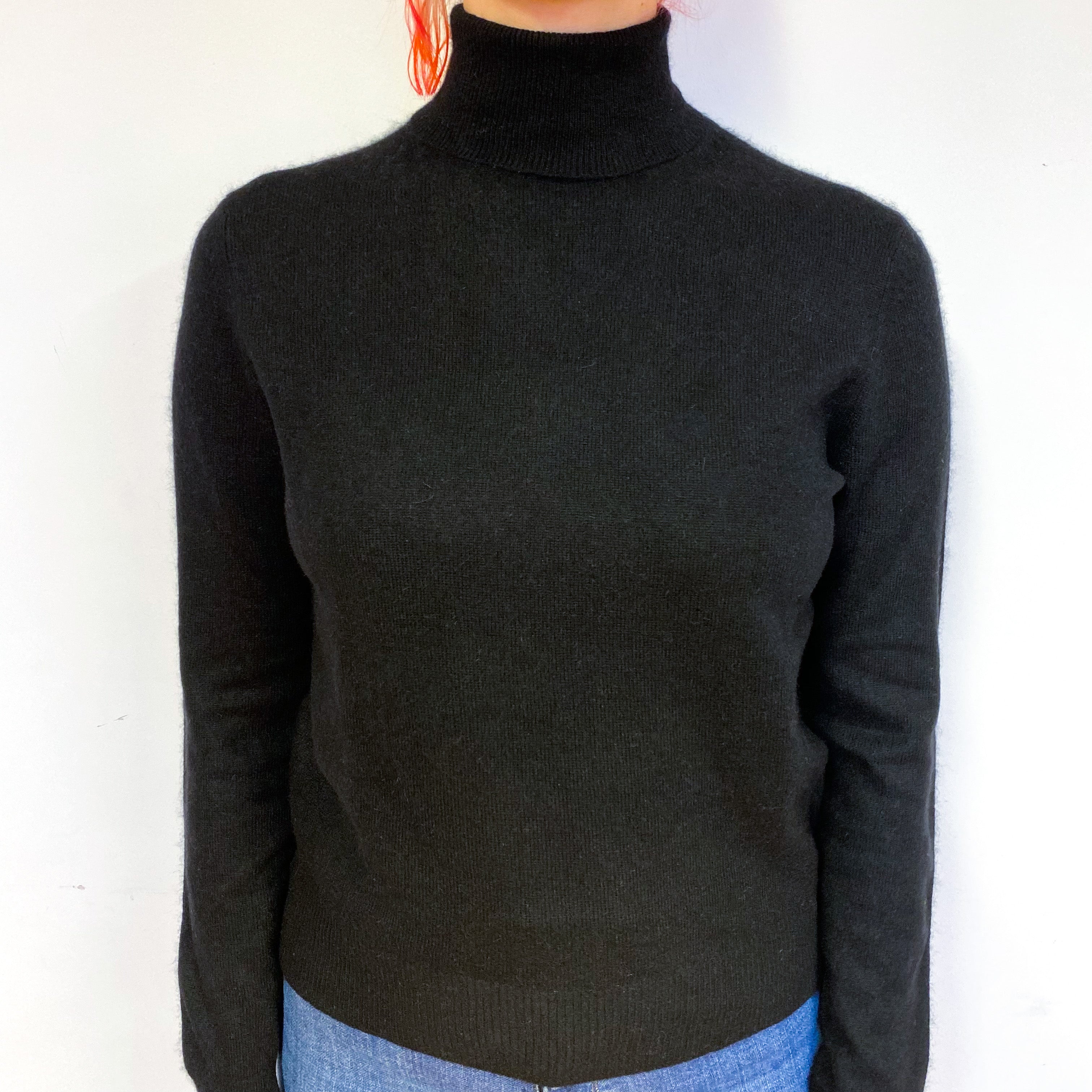 Black Cashmere Polo Neck Jumper Small – NEARLY NEW CASHMERE CO.