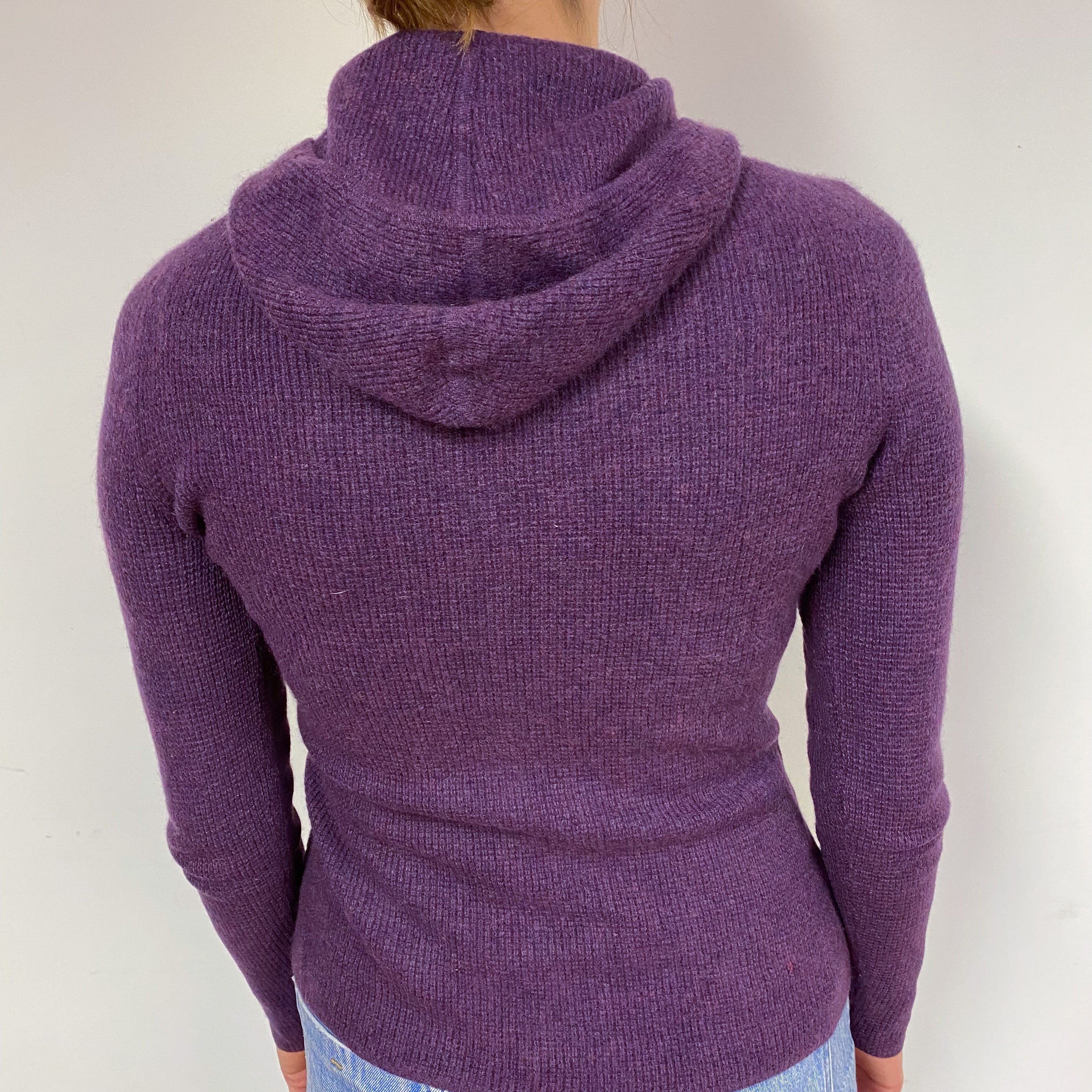 Grape Purple Waffle Cashmere Hoodie Jumper Small