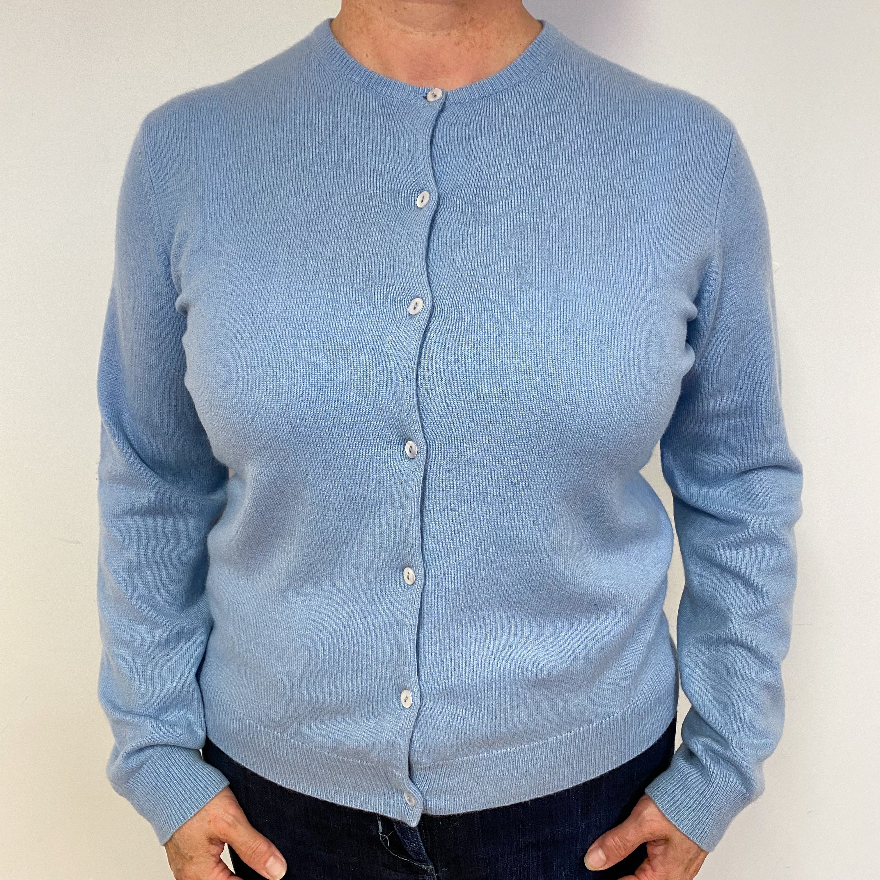 Sky Blue Cashmere Cardigan Large