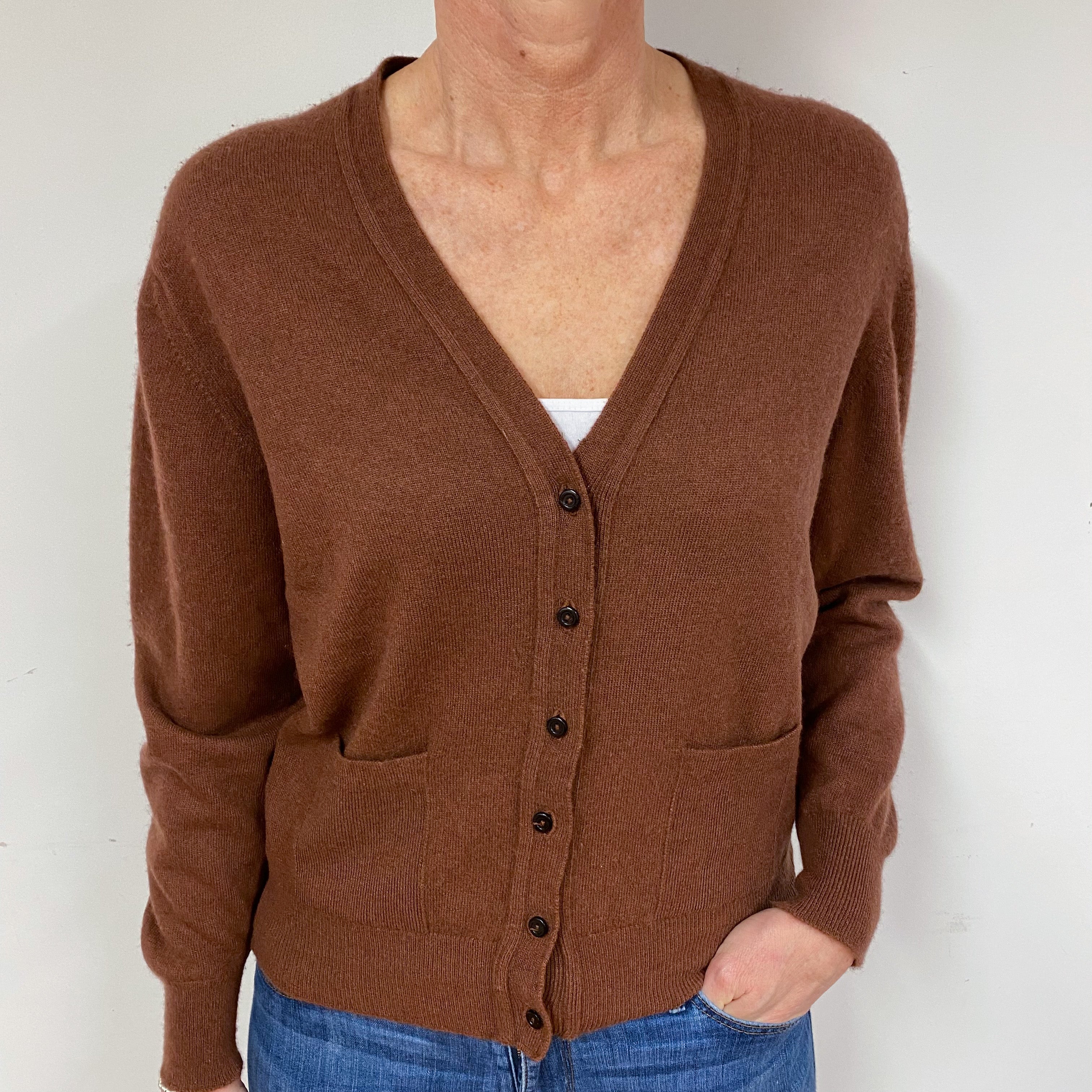 Vintage Chocolate Brown Cashmere Cardigan Medium