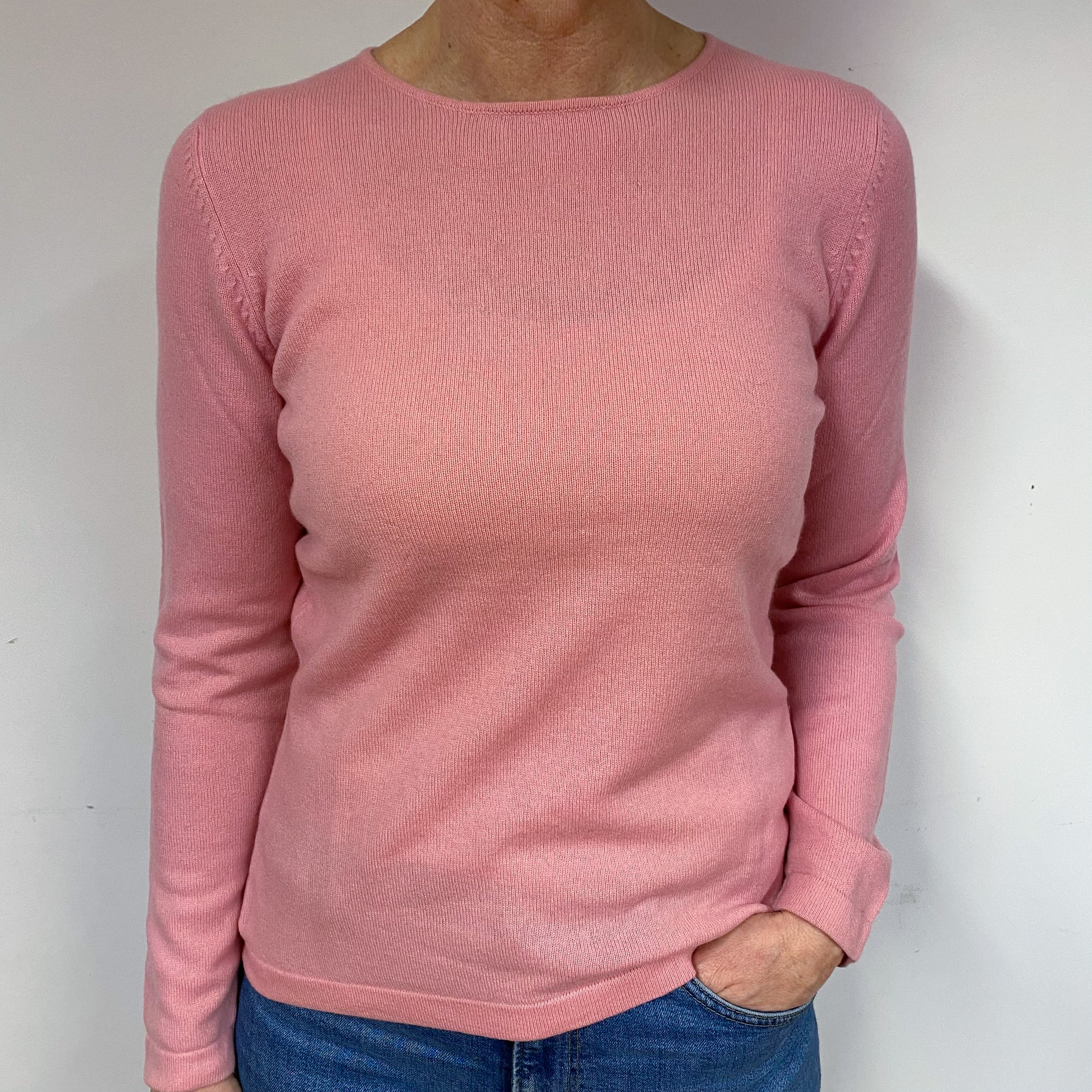 Calamine Pink Cashmere Crew Neck Jumper Medium