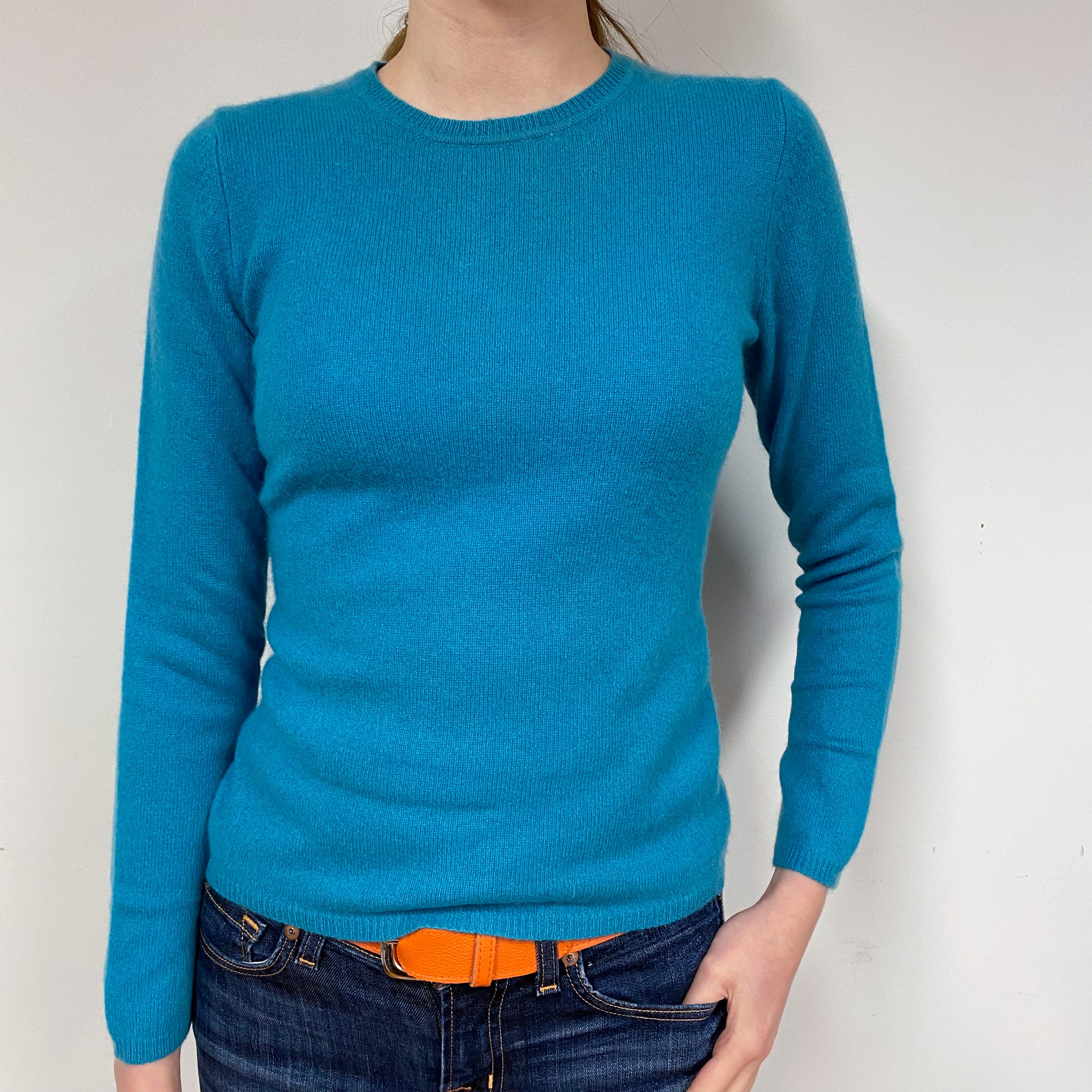 Turquoise Green Cashmere Crew Neck Jumper Extra Small