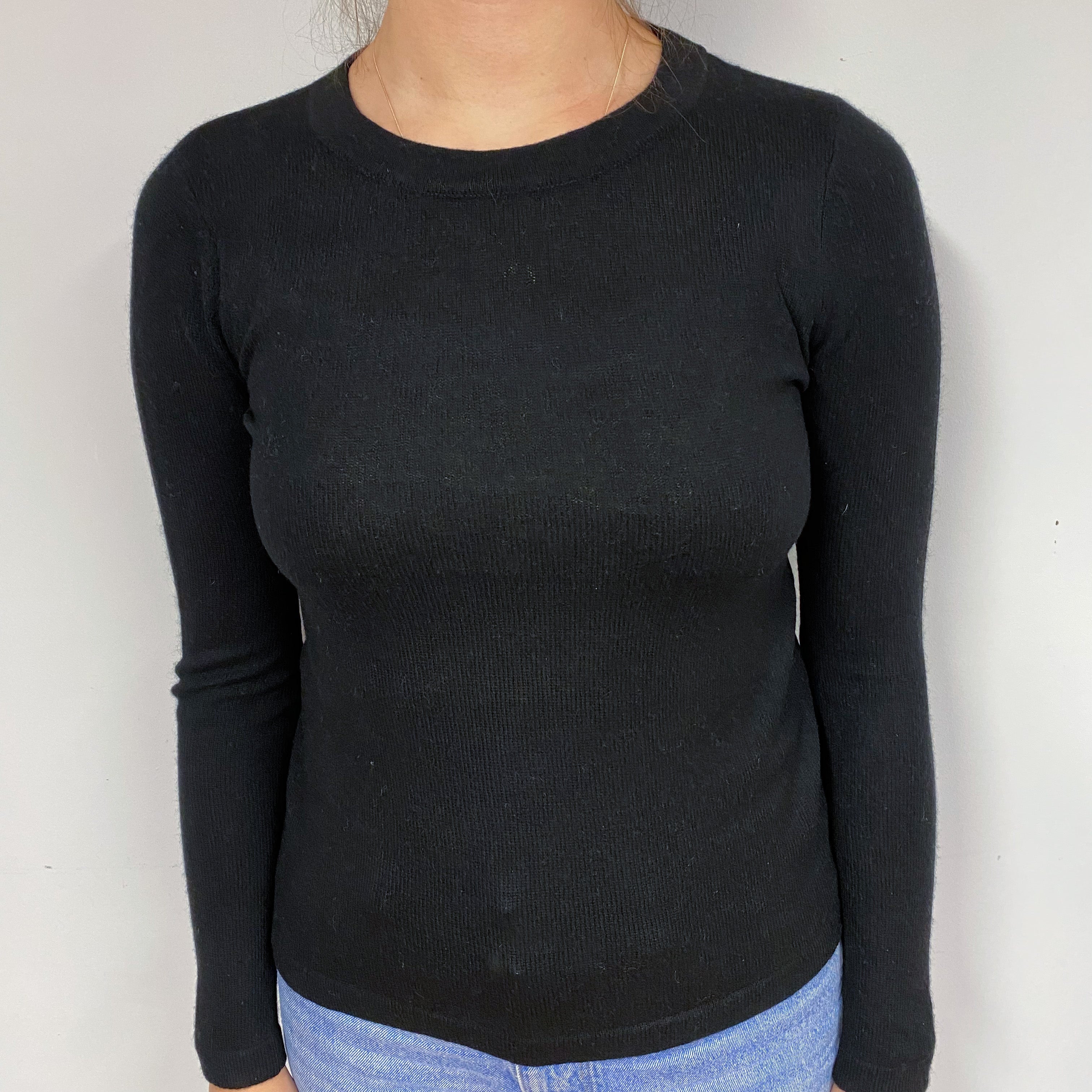 Black Cashmere Crew Neck Jumper Small