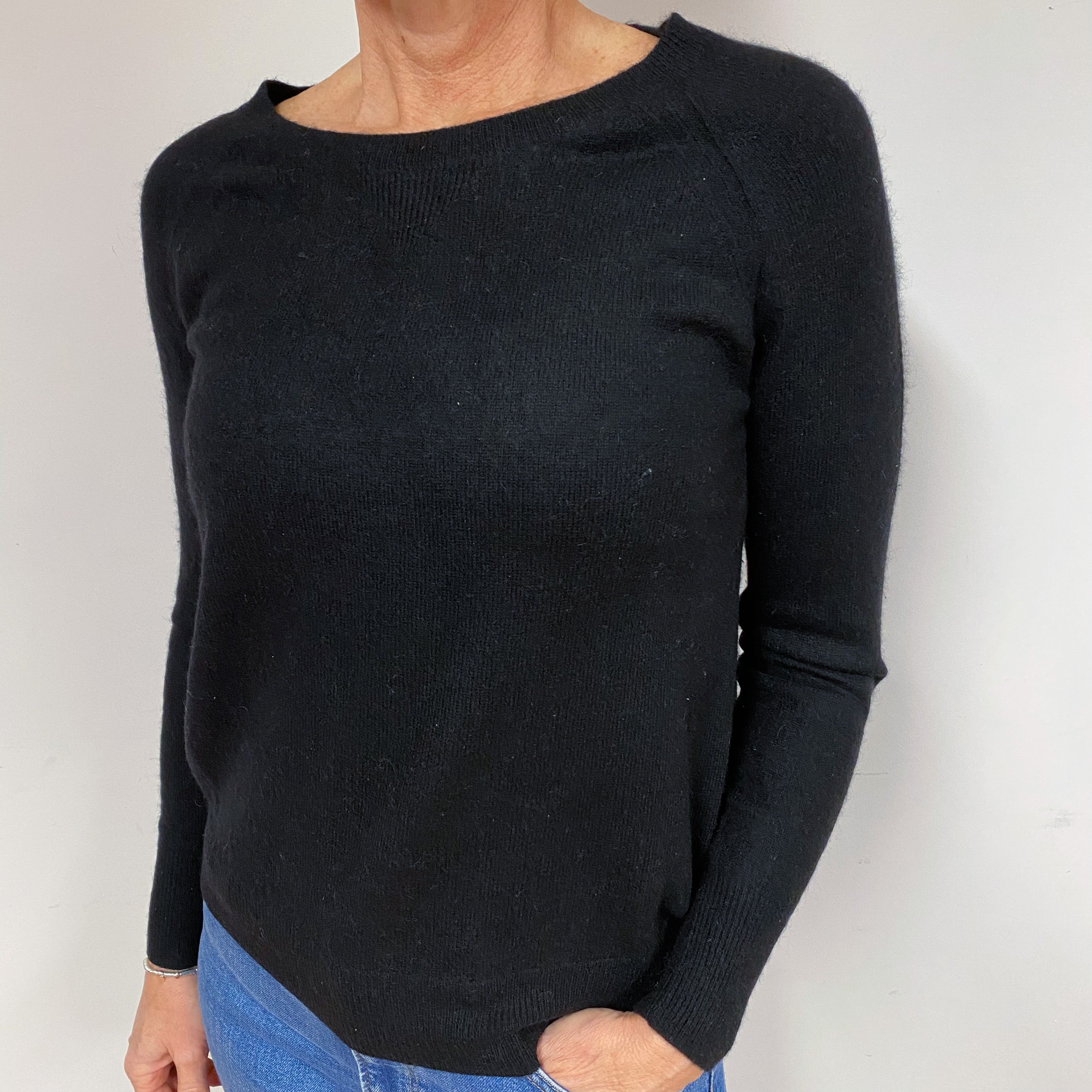 Black Cashmere Crew Neck Jumper Medium