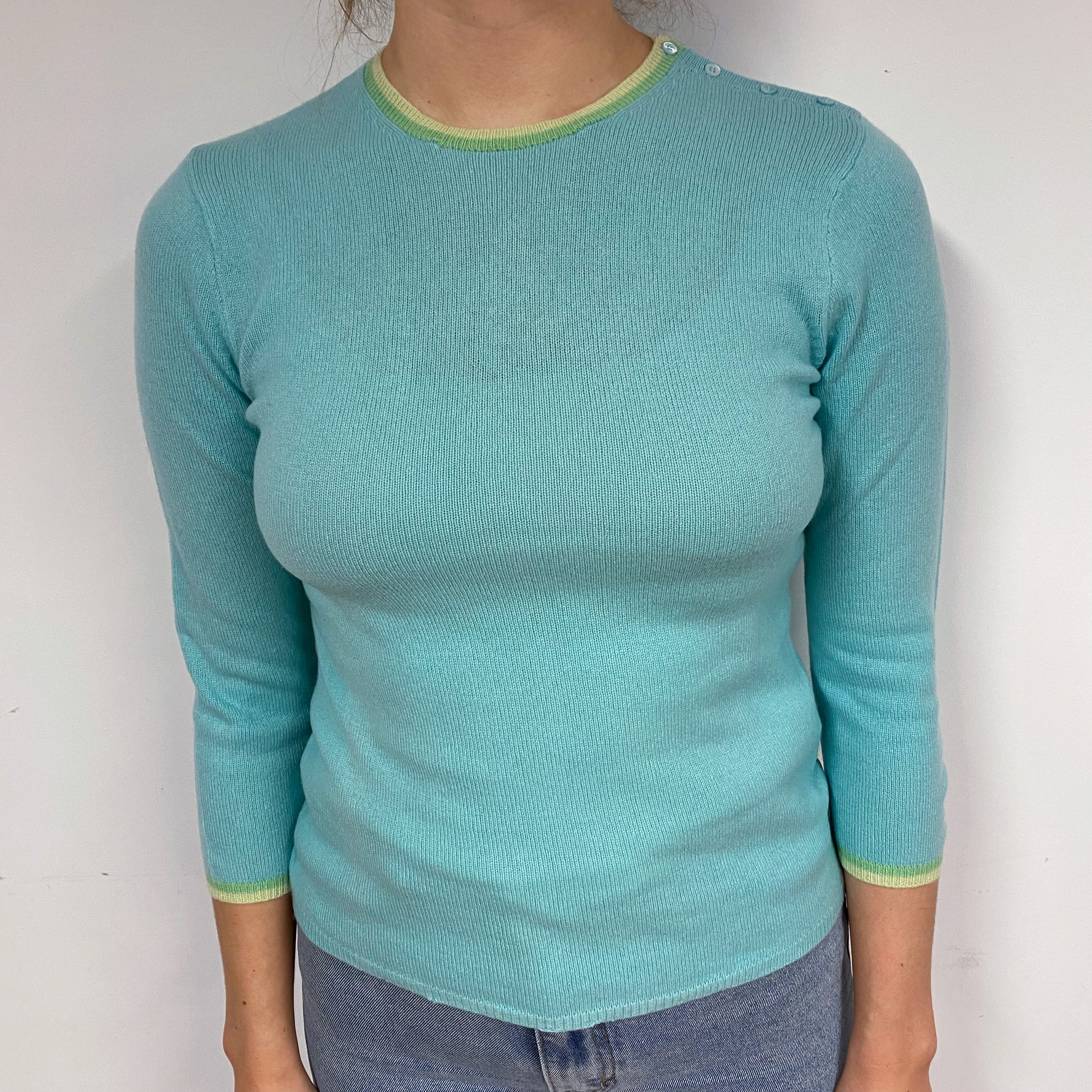 Deep Mint Green Cashmere Crew Neck Jumper Small