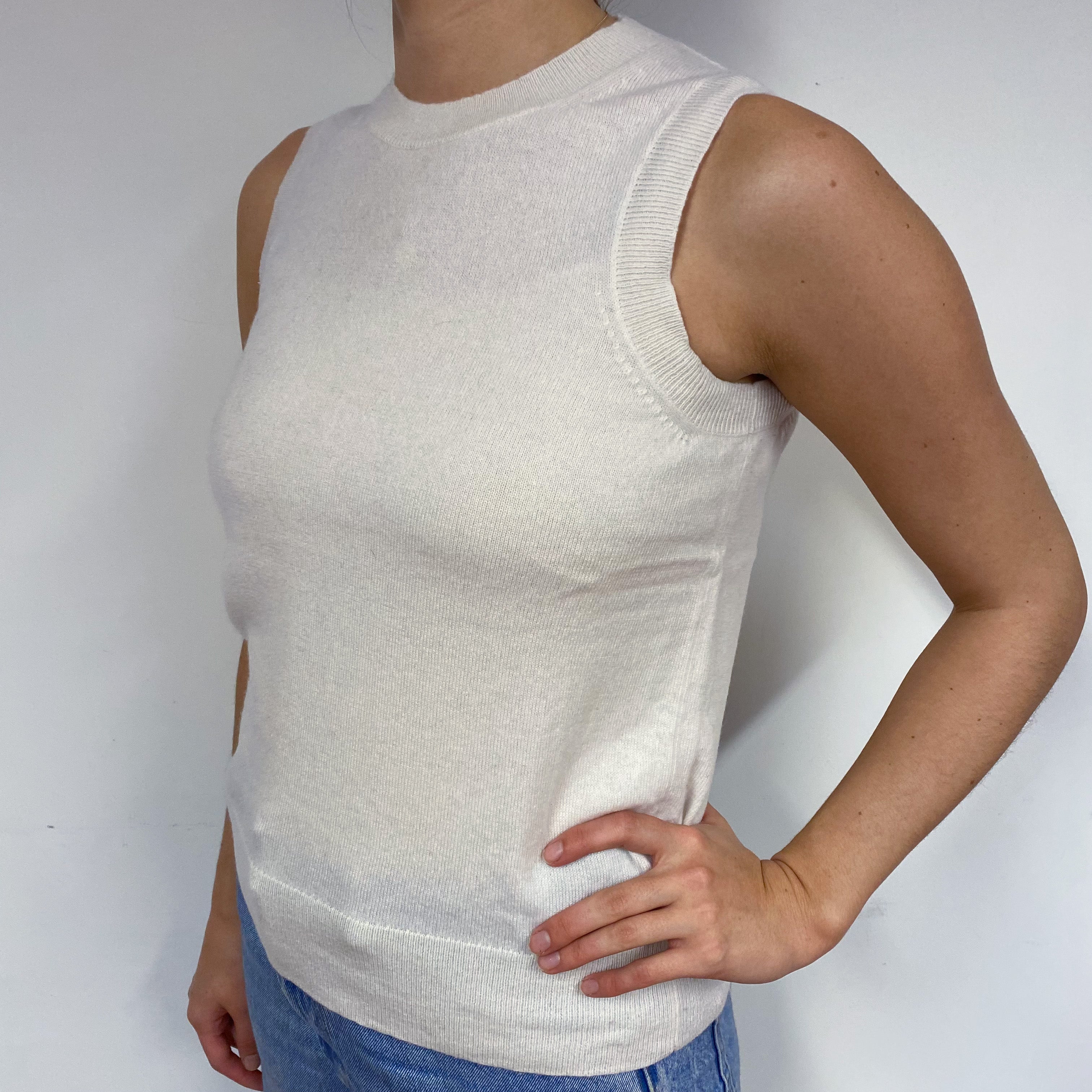 Cream Cashmere Crew Neck Tank Top Small