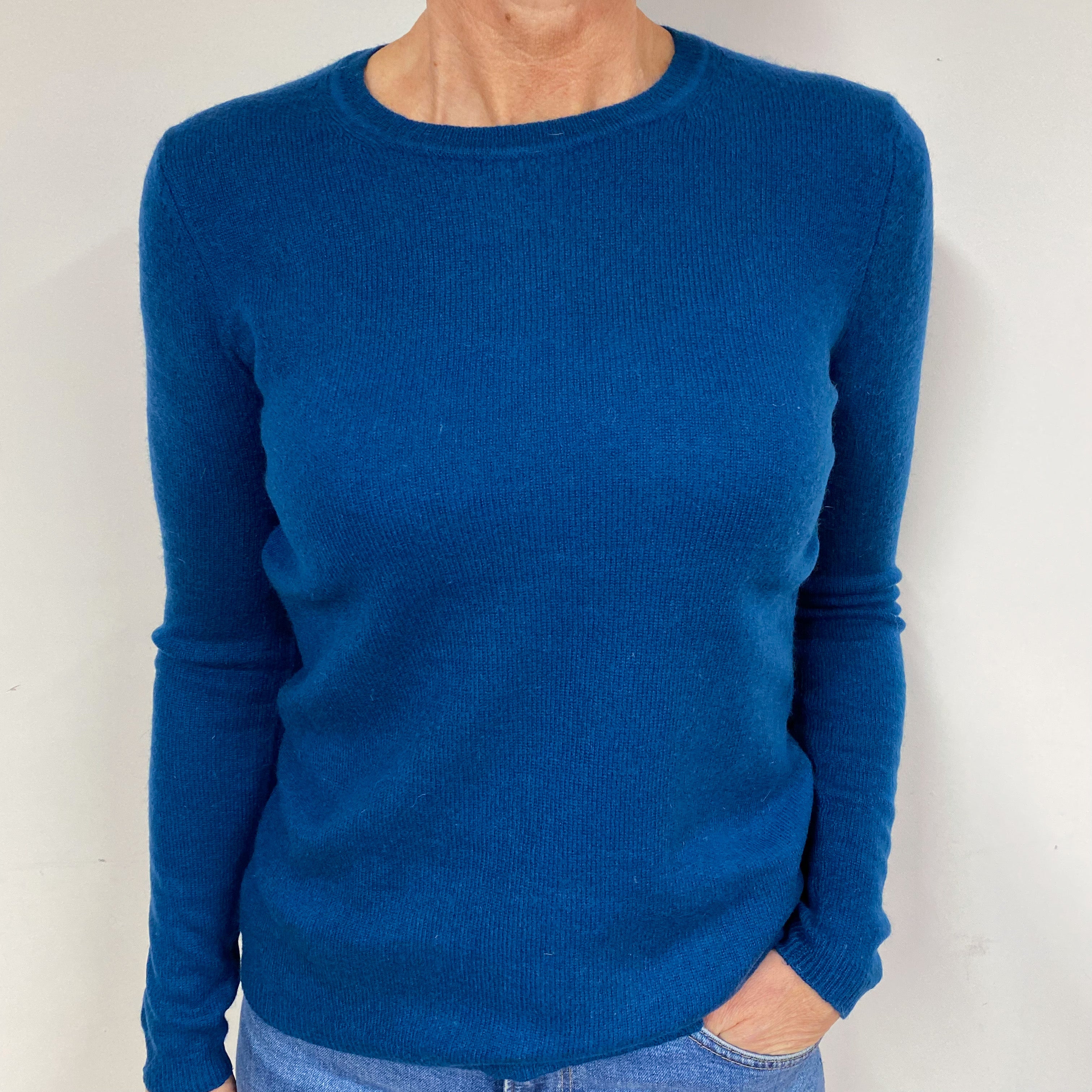 Prussian Blue Cashmere Crew Neck Jumper Medium