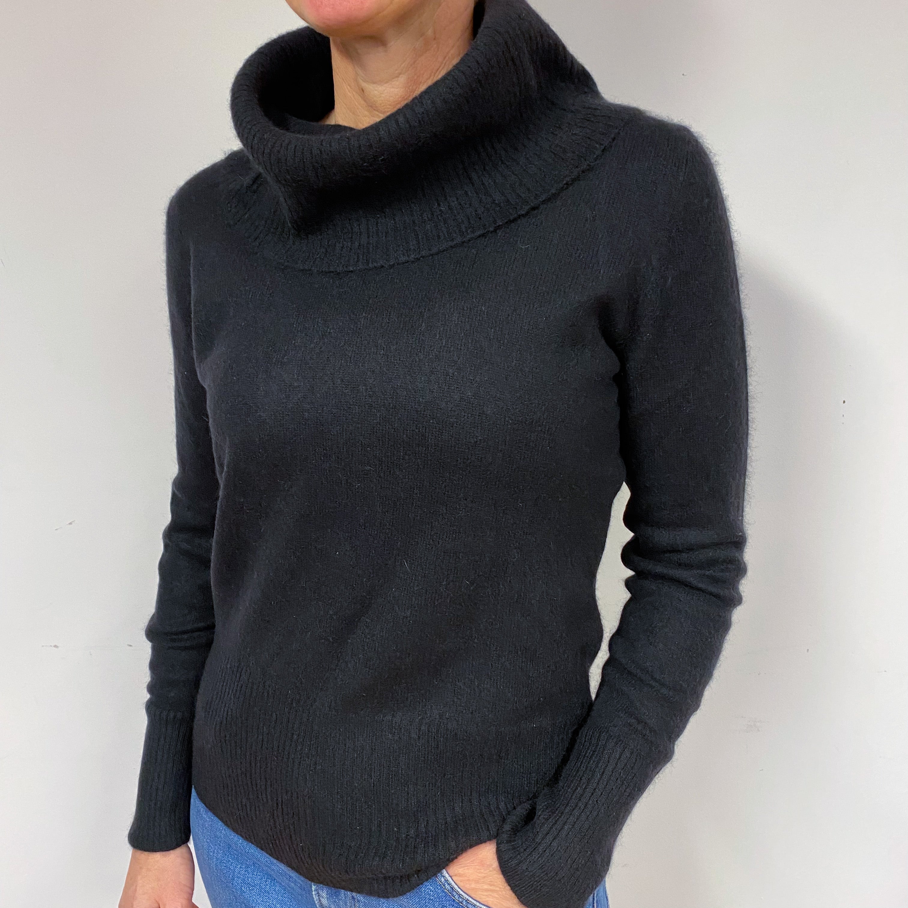 Black Cashmere Cowl Neck Jumper Medium