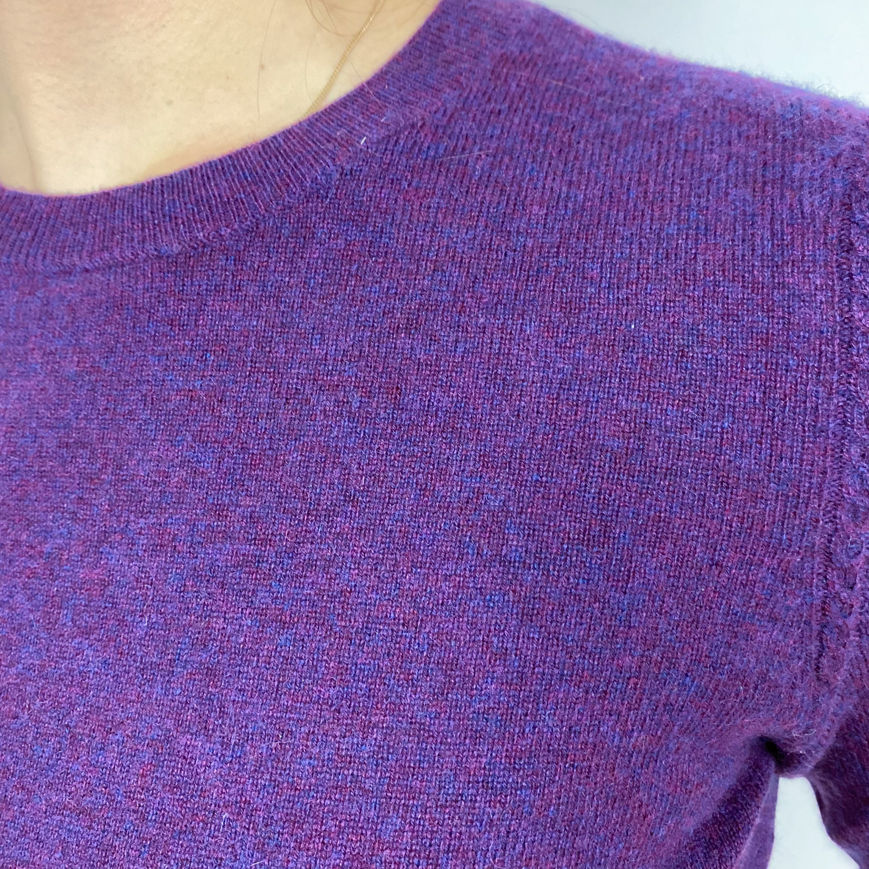 Iris Purple Marl Cashmere Crew Neck Jumper Small