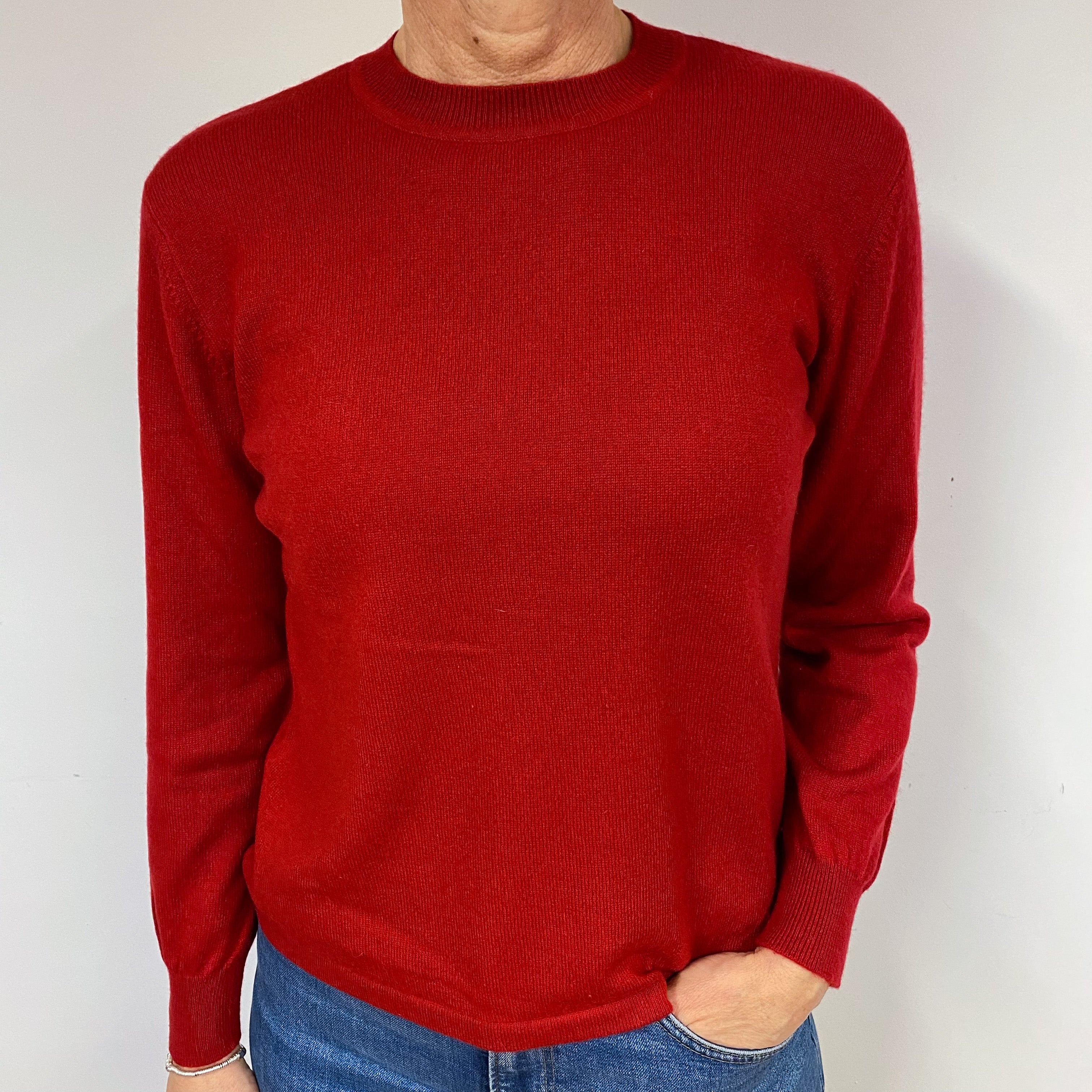 Crimson Red Cashmere Crew Neck Jumper Medium