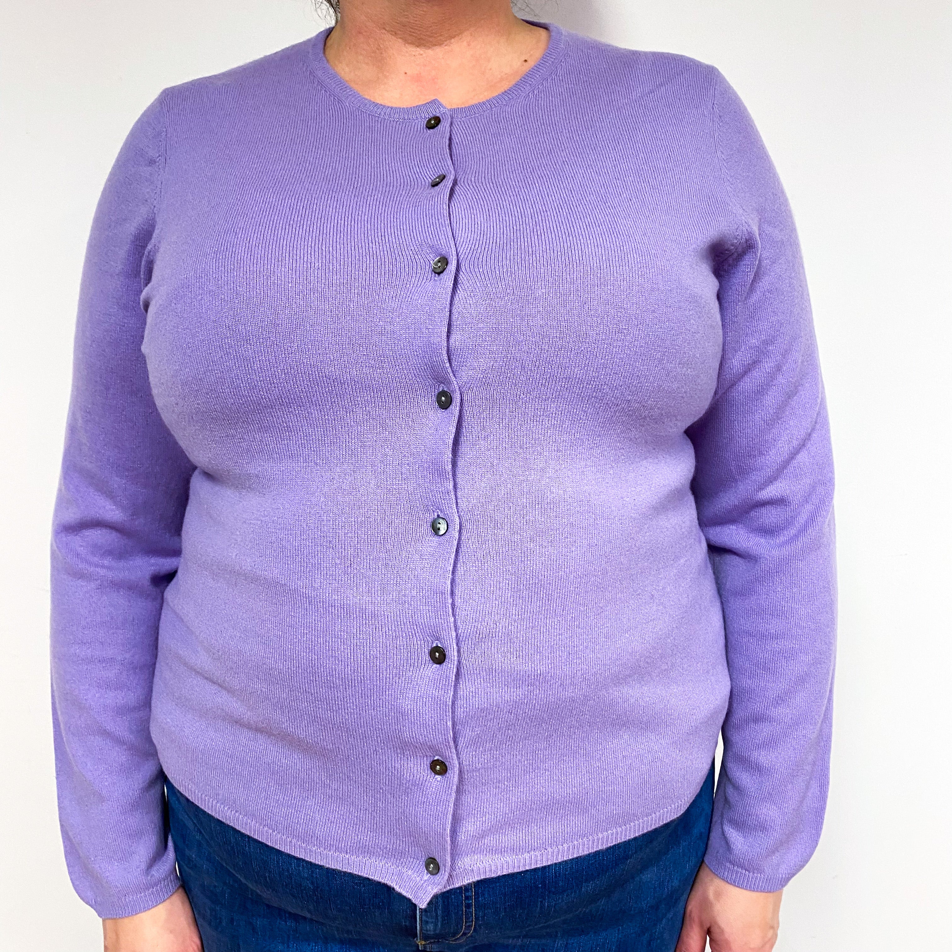 Periwinkle Purple Cashmere Cardigan Extra Large