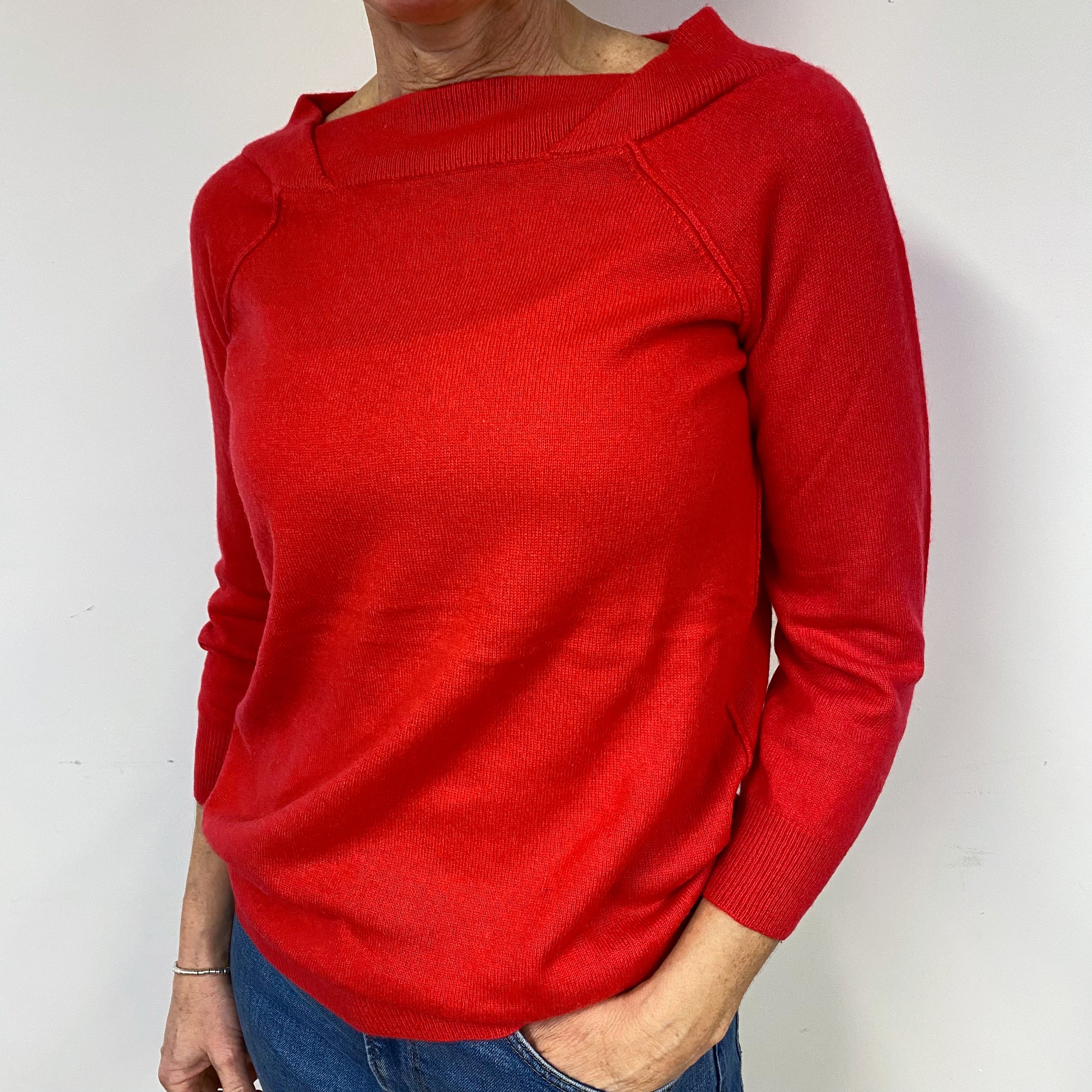 Spanish Red Cashmere Crew Neck Jumper Medium