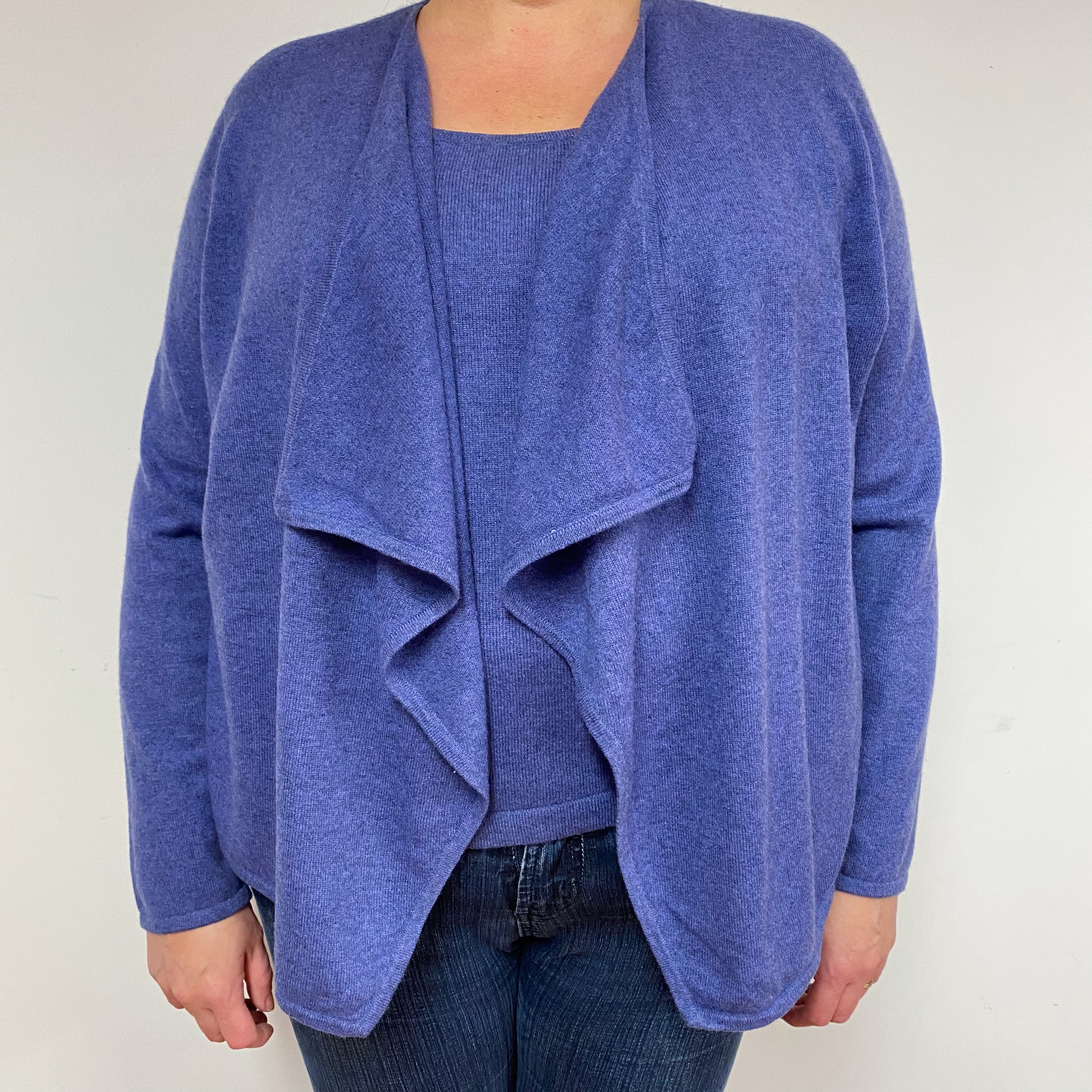 Purple 2 in 1 Cashmere Waterfall Cardigan Extra Large