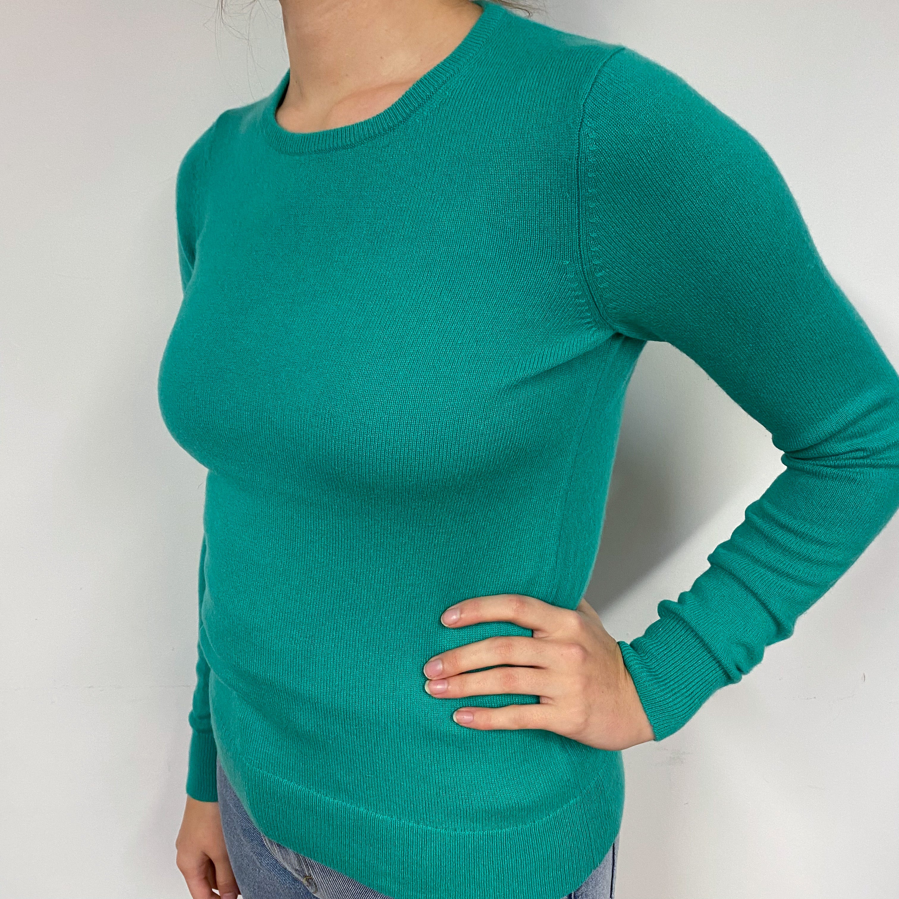 Emerald Green Cashmere Crew Neck Jumper Small