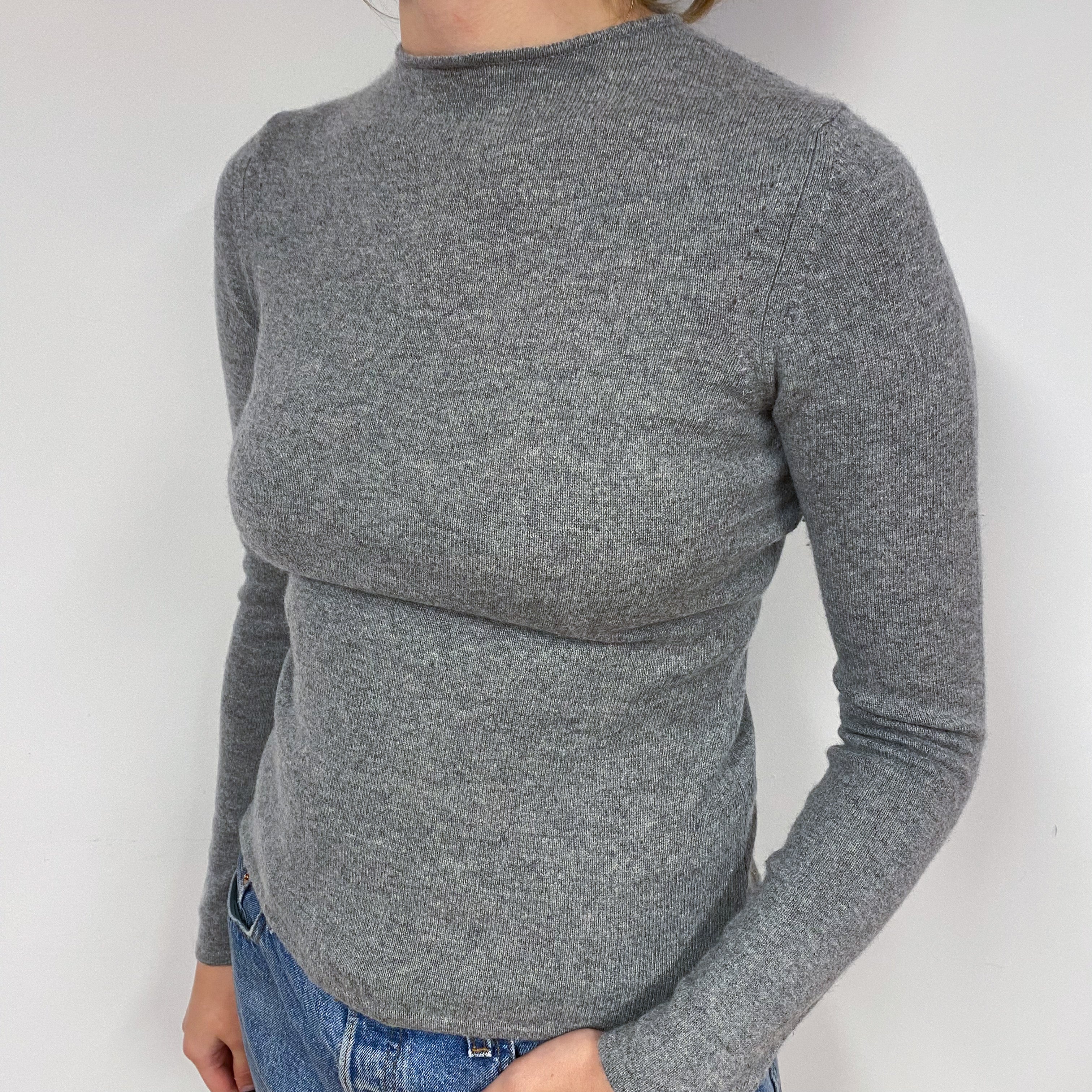 Ash Grey Cashmere Turtle Neck Jumper Small