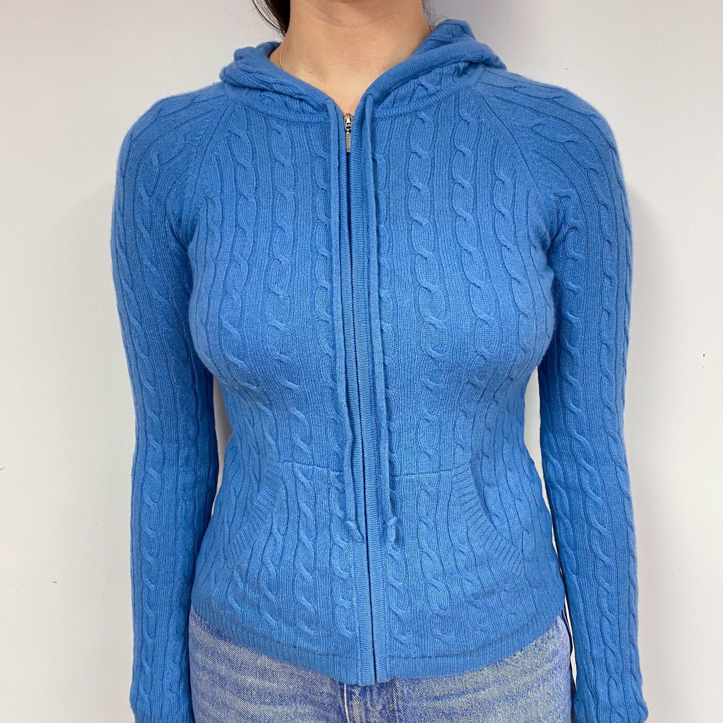 Cornflower Blue Cashmere Hoodie Jumper Small