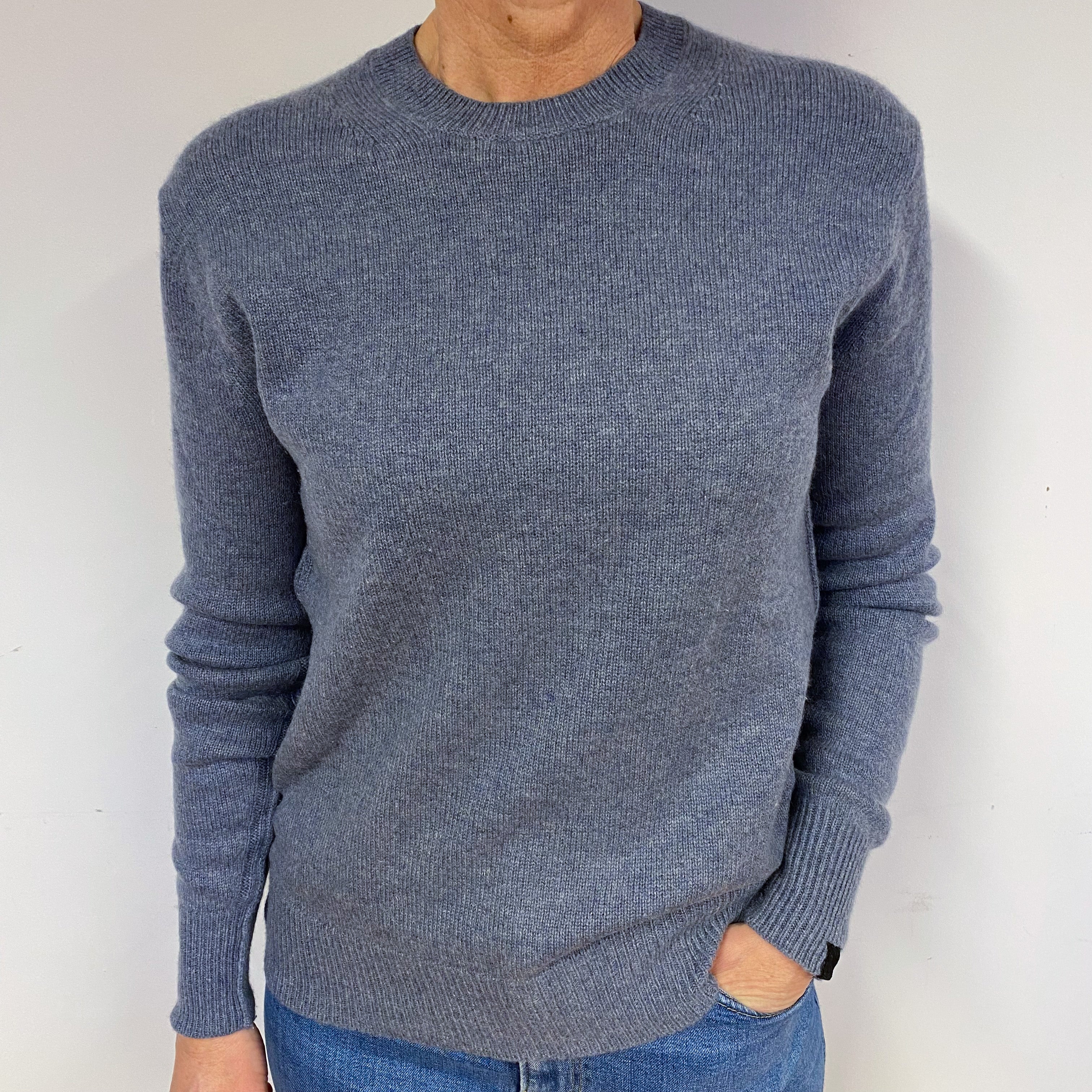 Rag & Bone Denim Blue Cashmere Crew Neck Jumper Medium