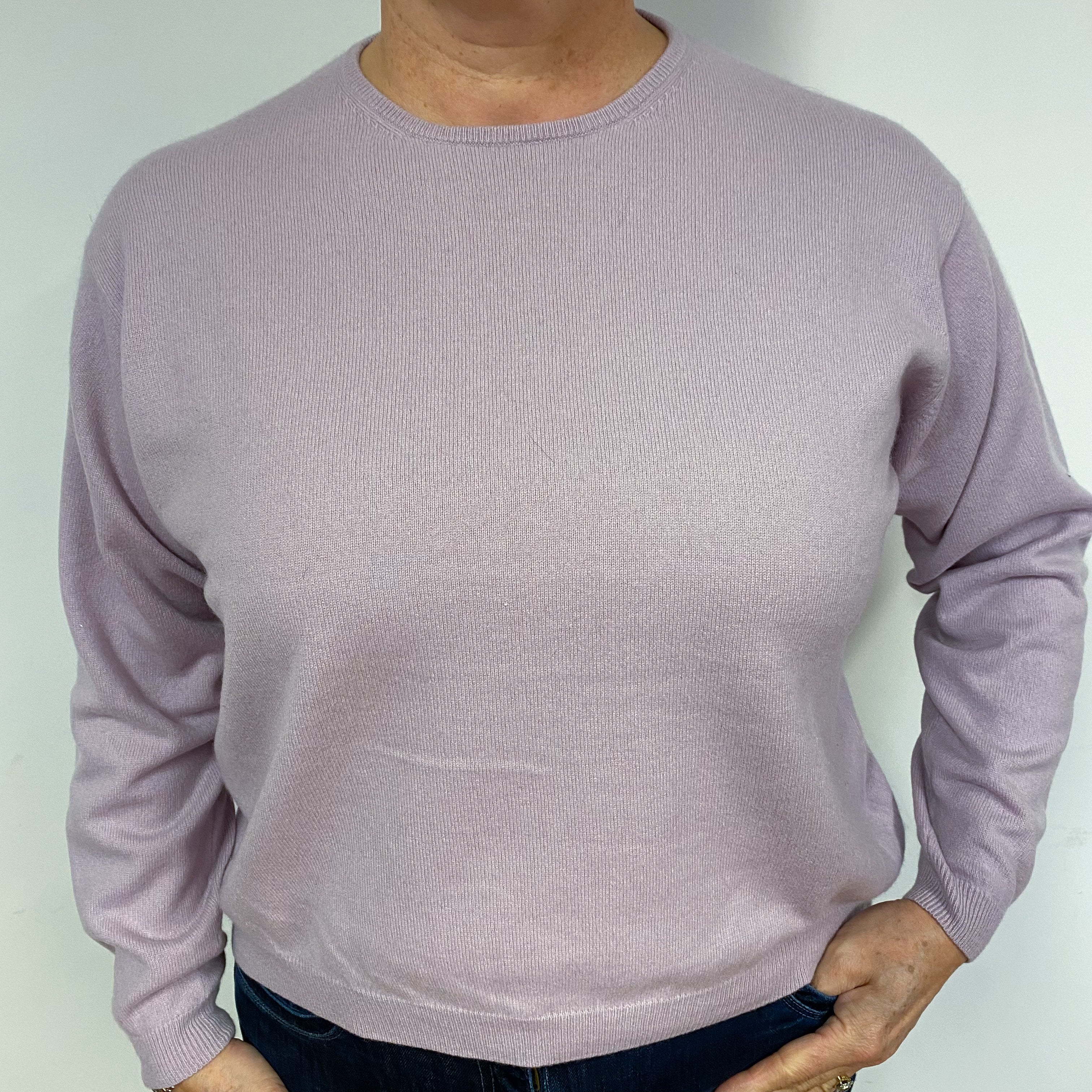 Pale Lilac Purple Cashmere Crew Neck Jumper Large