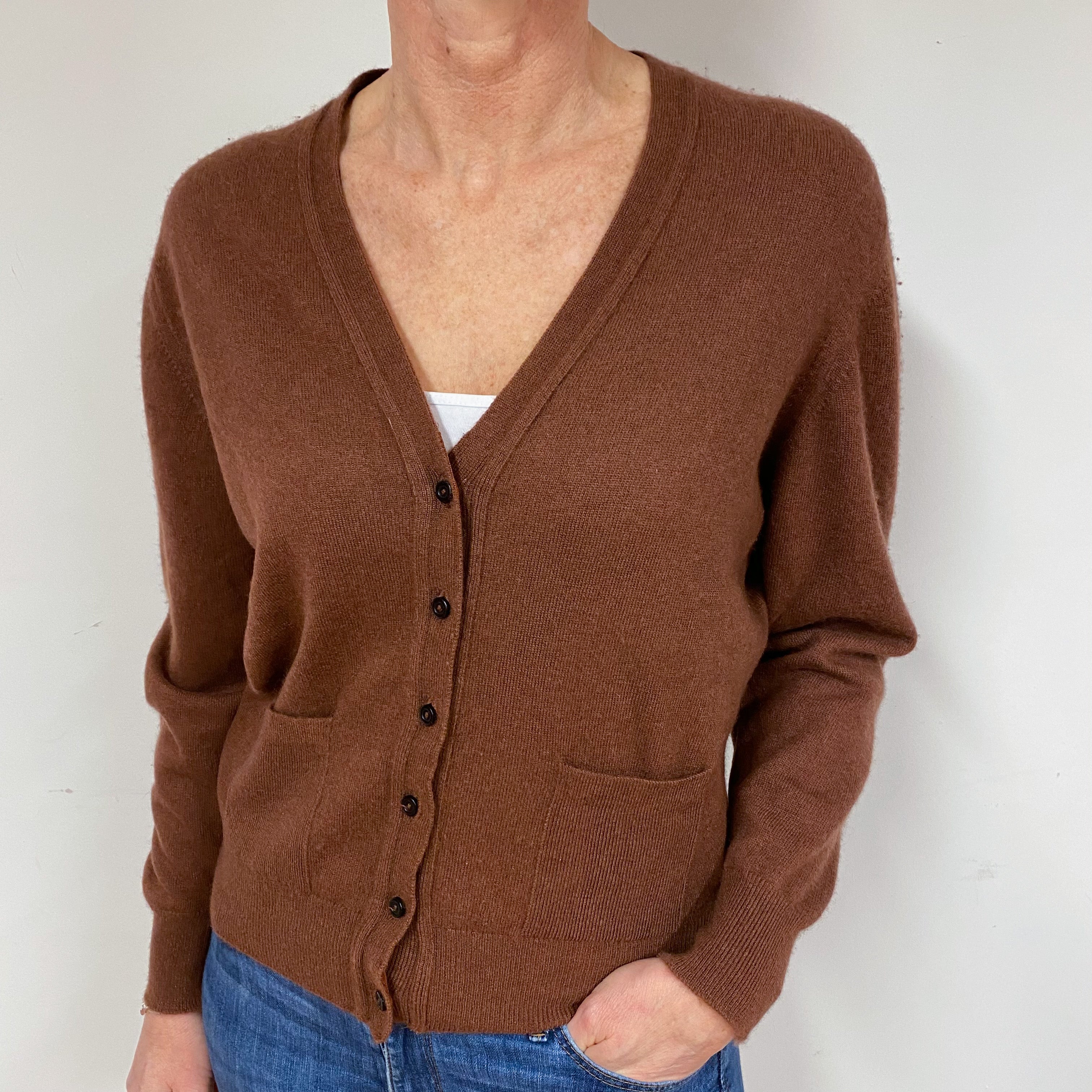 Vintage Chocolate Brown Cashmere Cardigan Medium