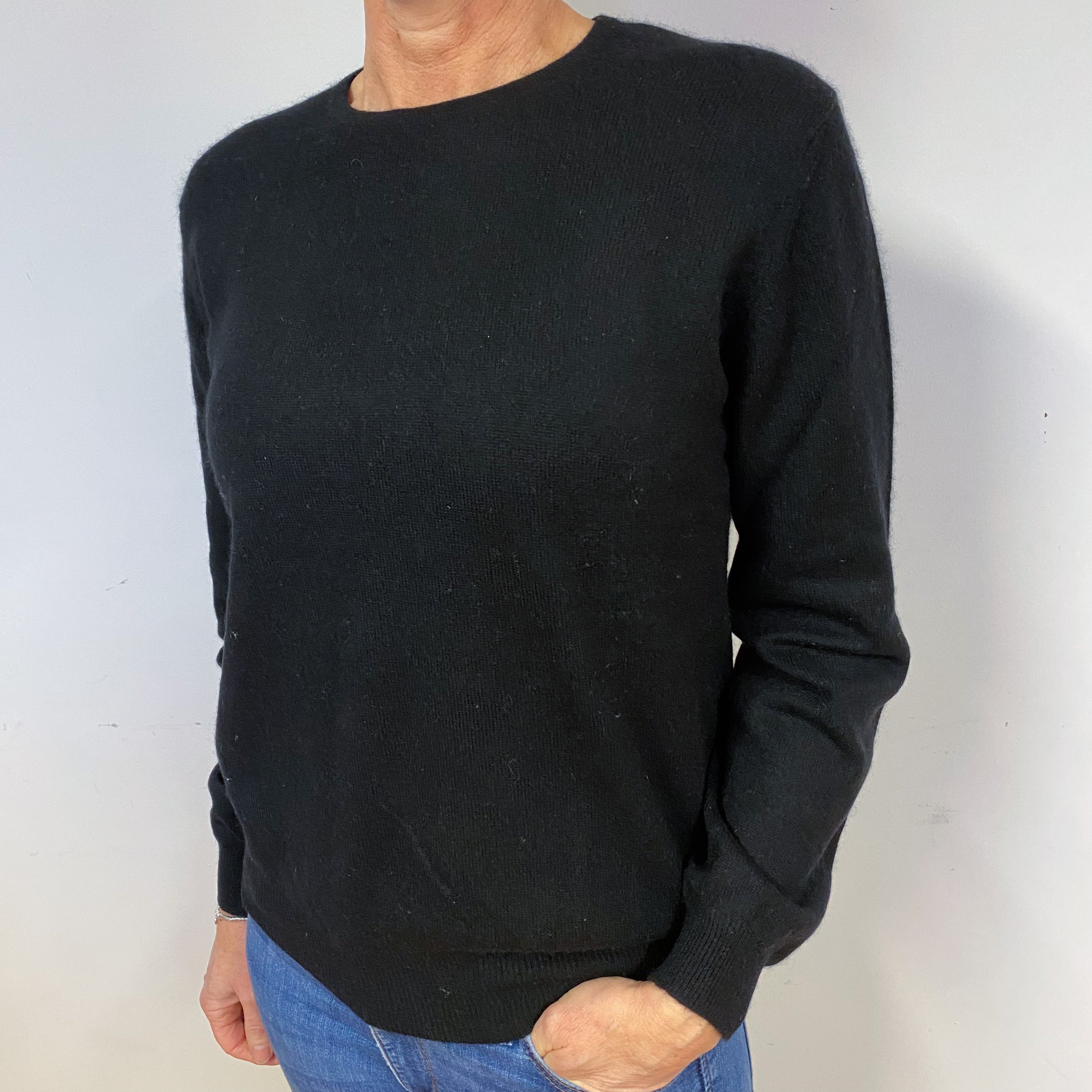 Black Cashmere Crew Neck Jumper Medium