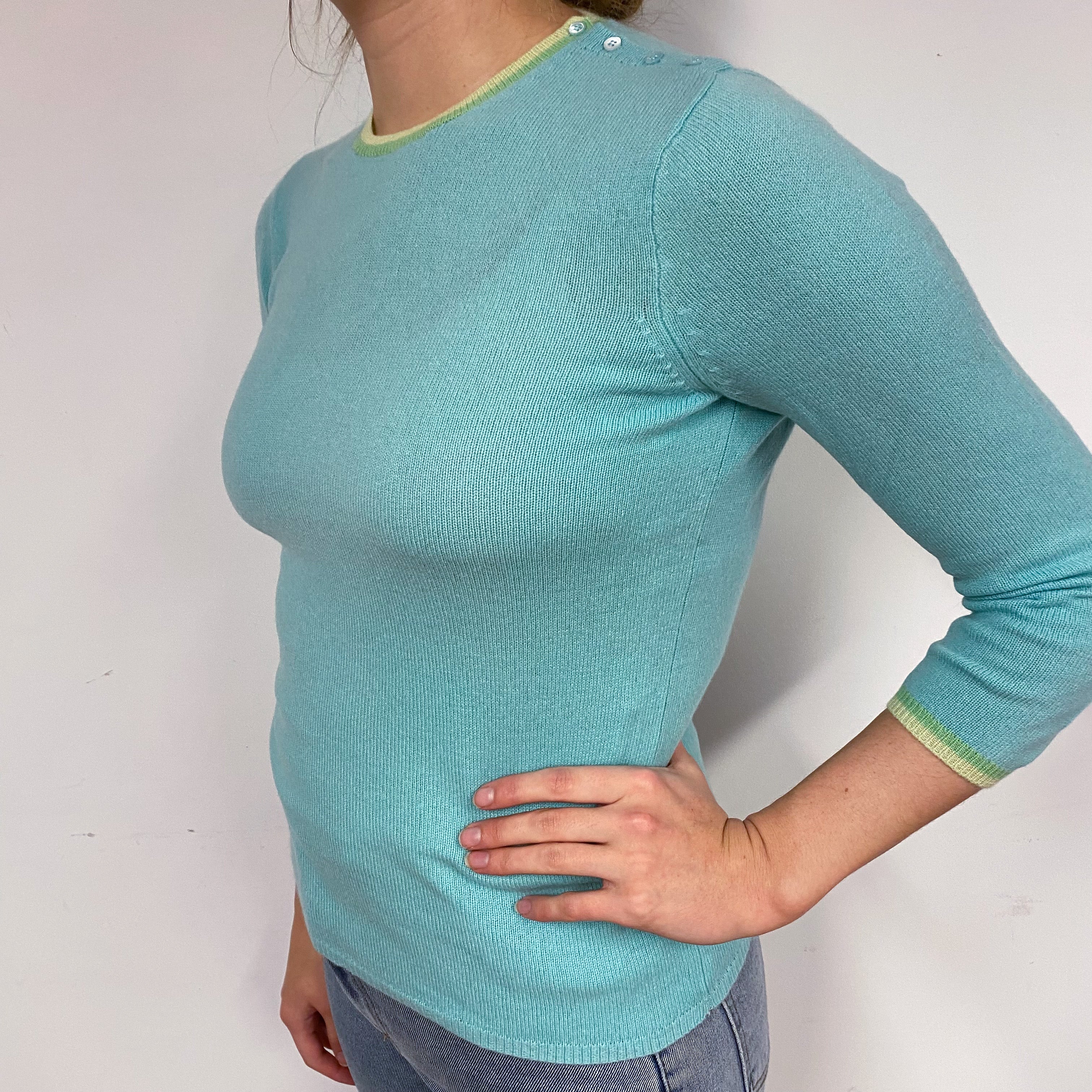 Deep Mint Green Cashmere Crew Neck Jumper Small