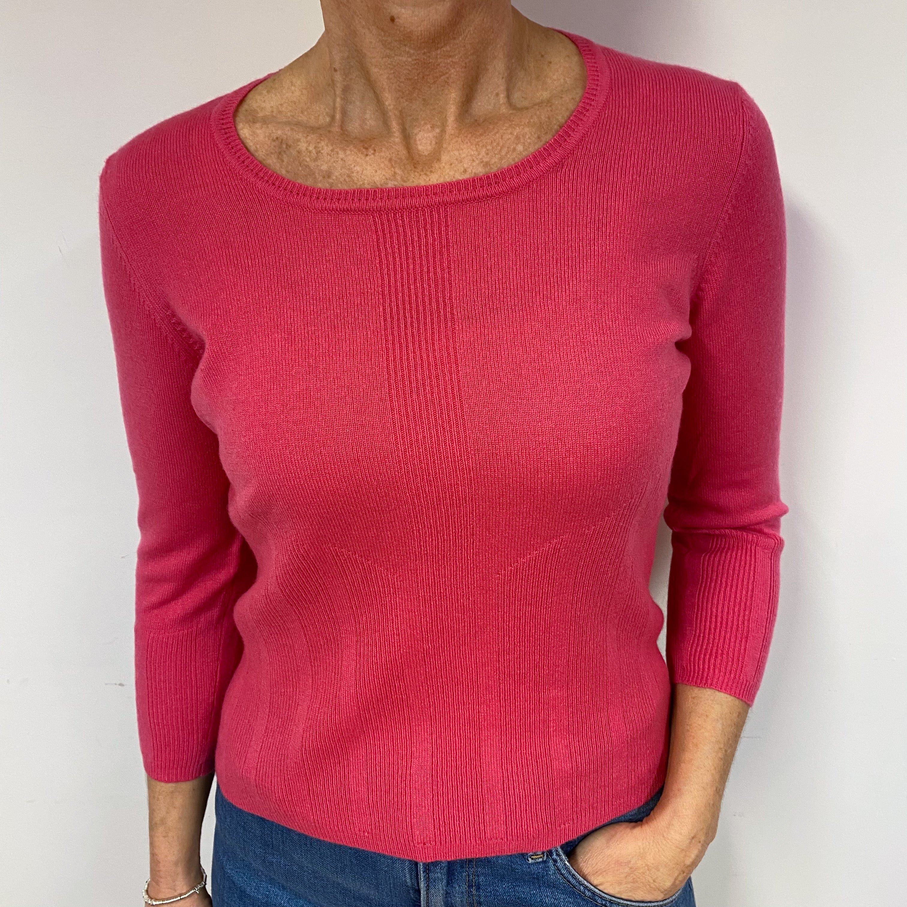 Lupin Pink Cashmere Scoop Neck Jumper Medium