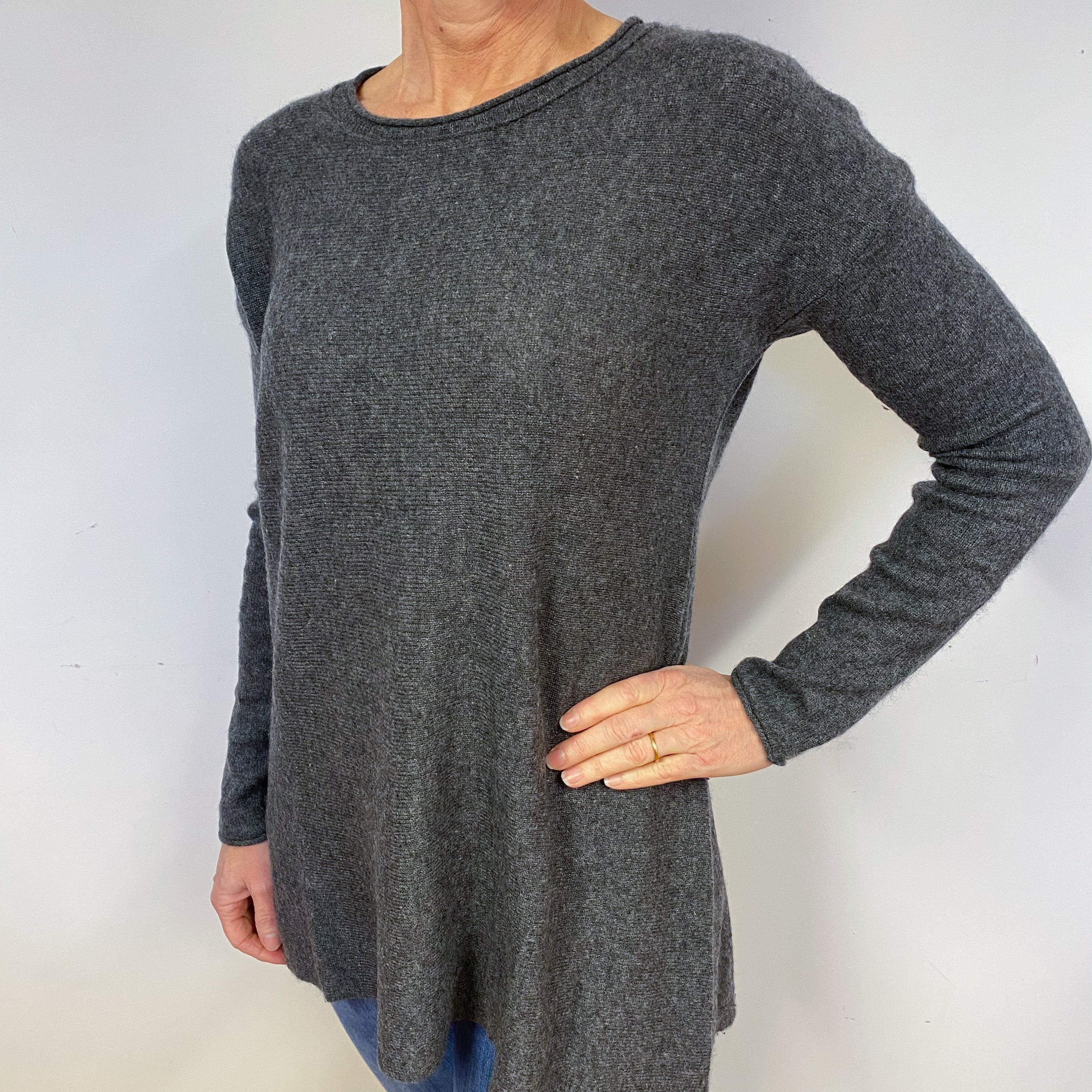 Slate Grey Cashmere Crew Neck Tunic