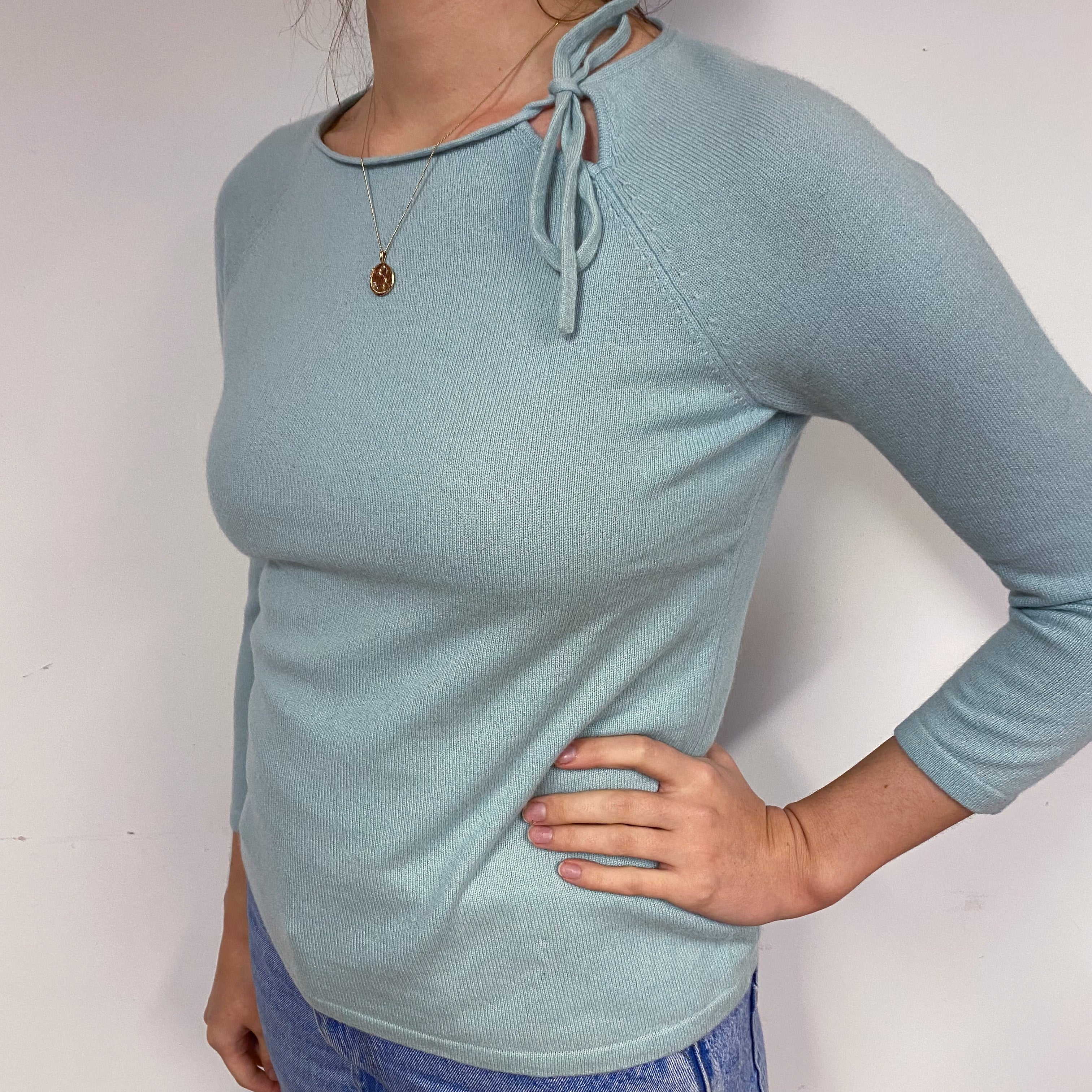 Mint Green Cashmere Crew Neck Jumper Small