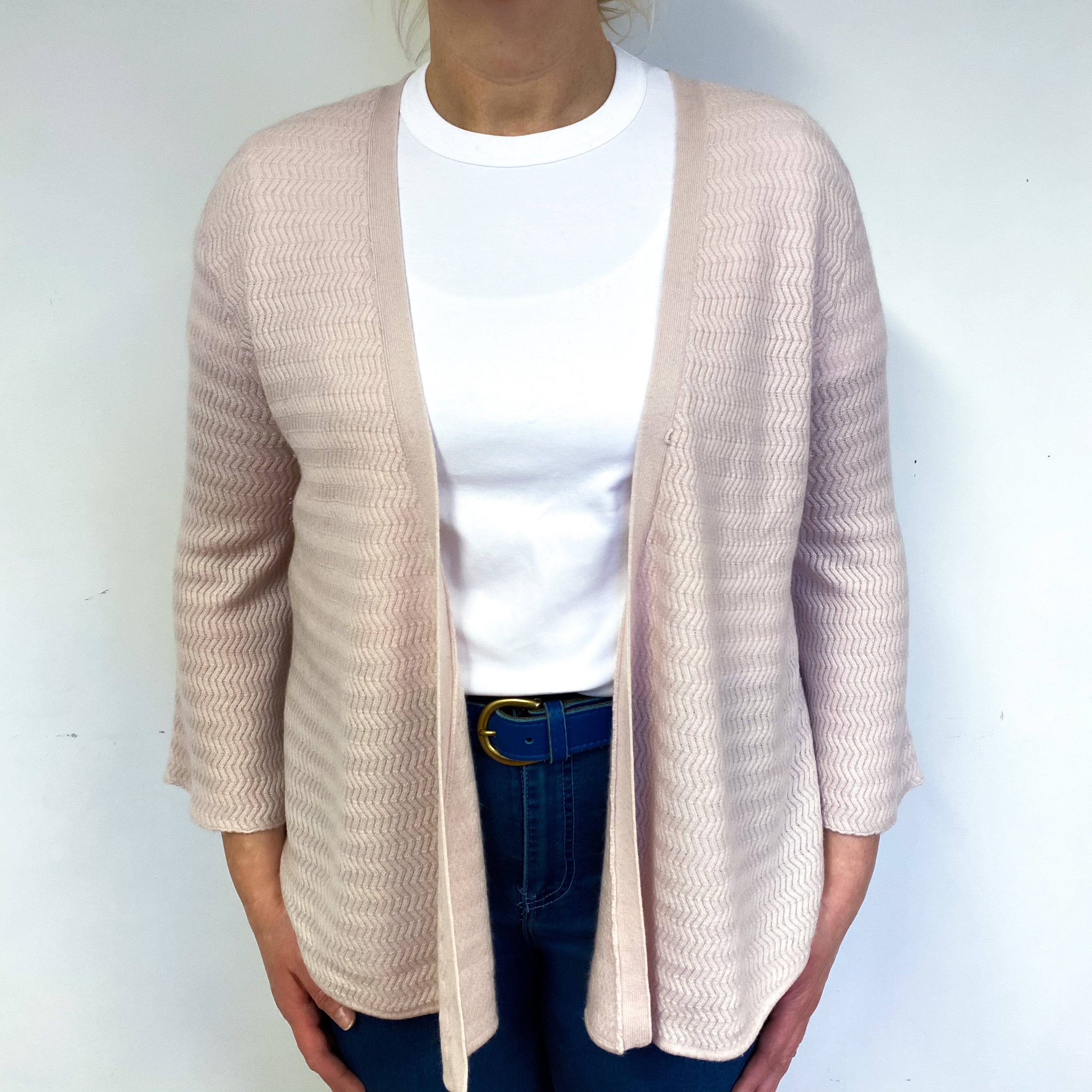 Ice Pink Cashmere Waterfall Cardigan Large