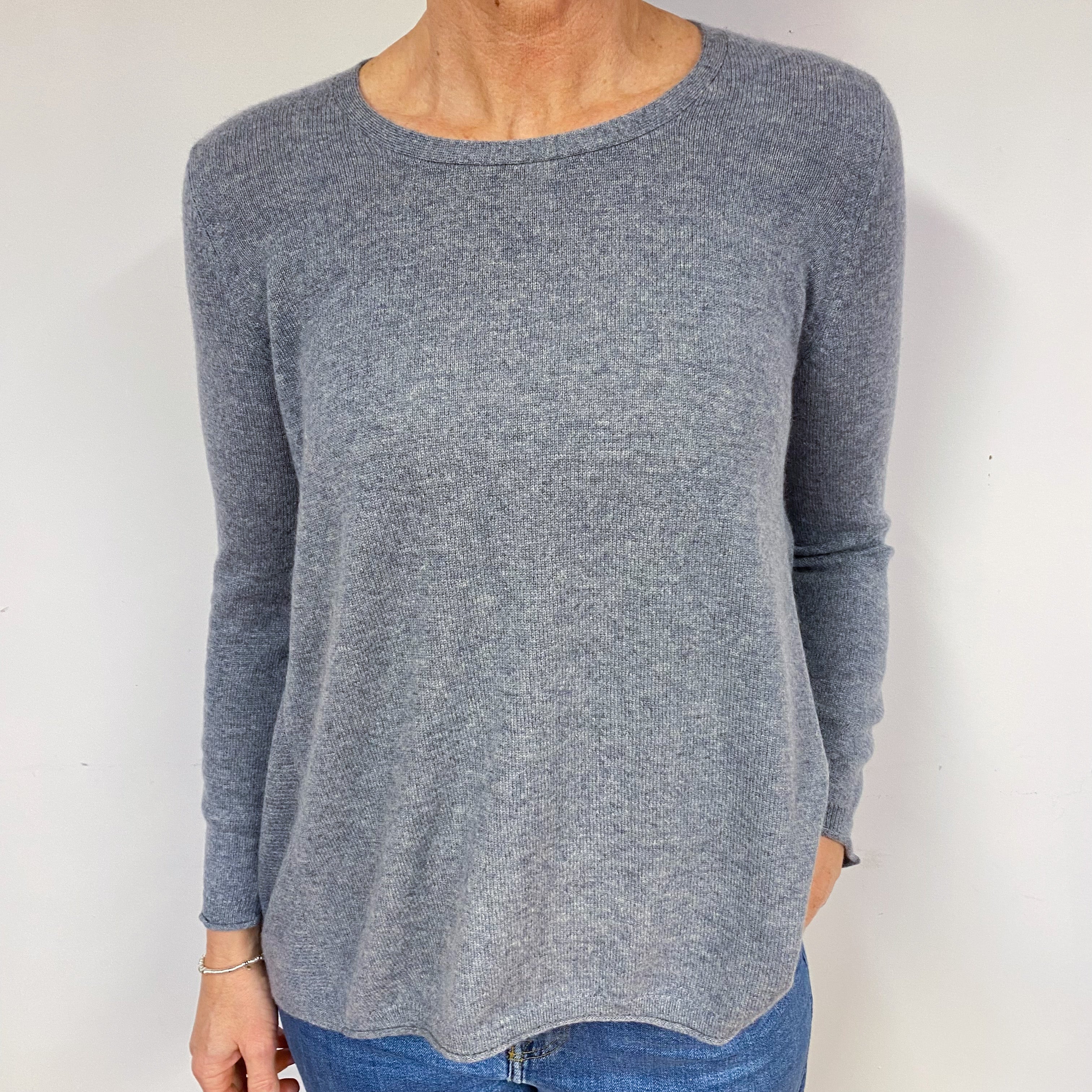 Steel Grey Floaty Cashmere Crew Neck Jumper Medium