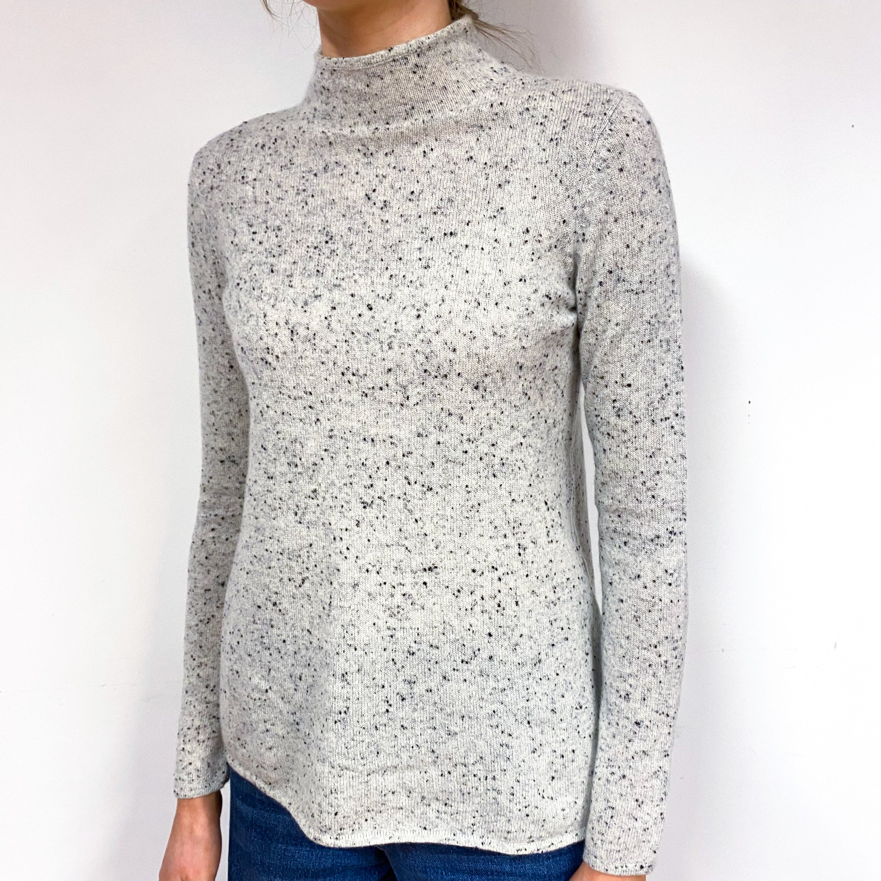 Smoke Grey Flecked Cashmere Turtle Neck Jumper Extra Small